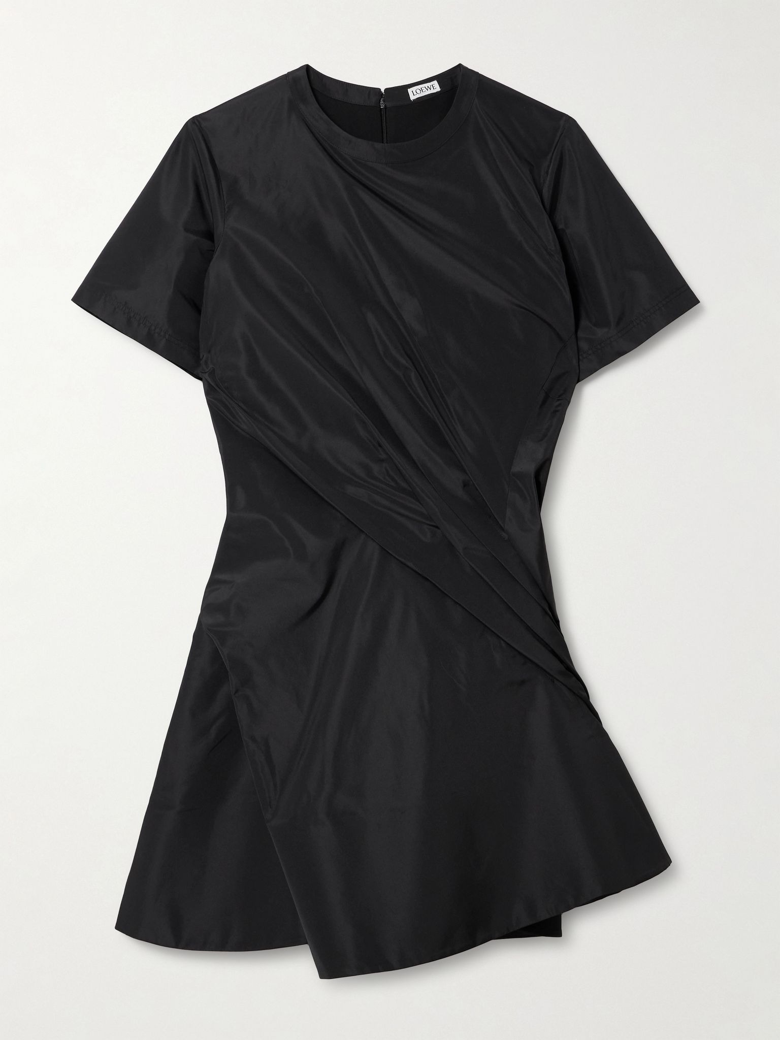 Twisted draped taffeta mini dress Black - 1
