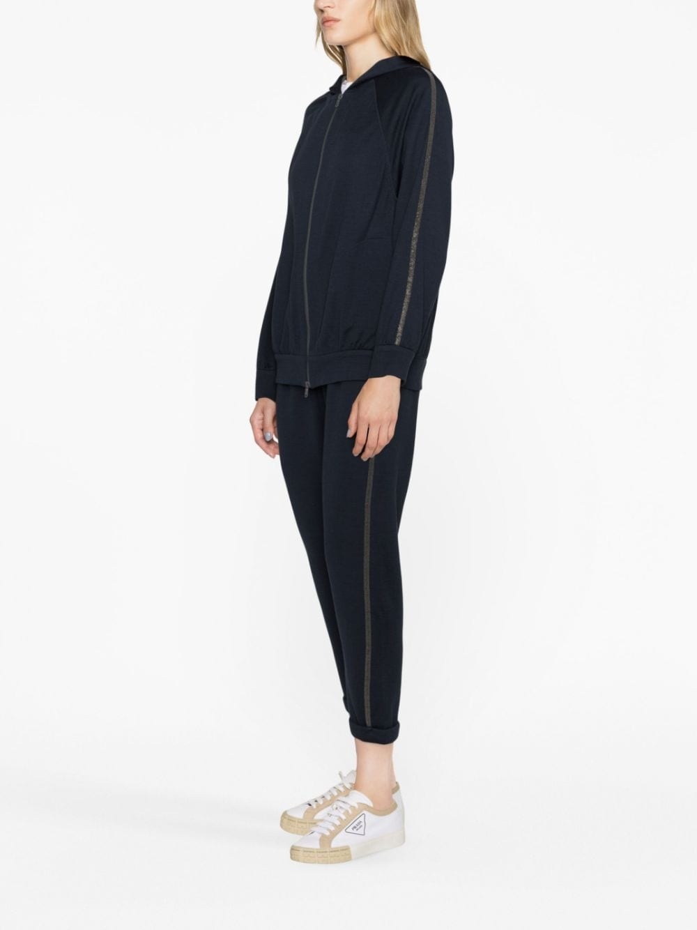 Monili-trimmed zipped hoodie - 3
