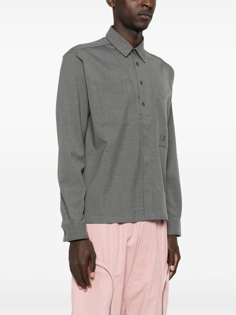 logo-embroidered shirt - 3