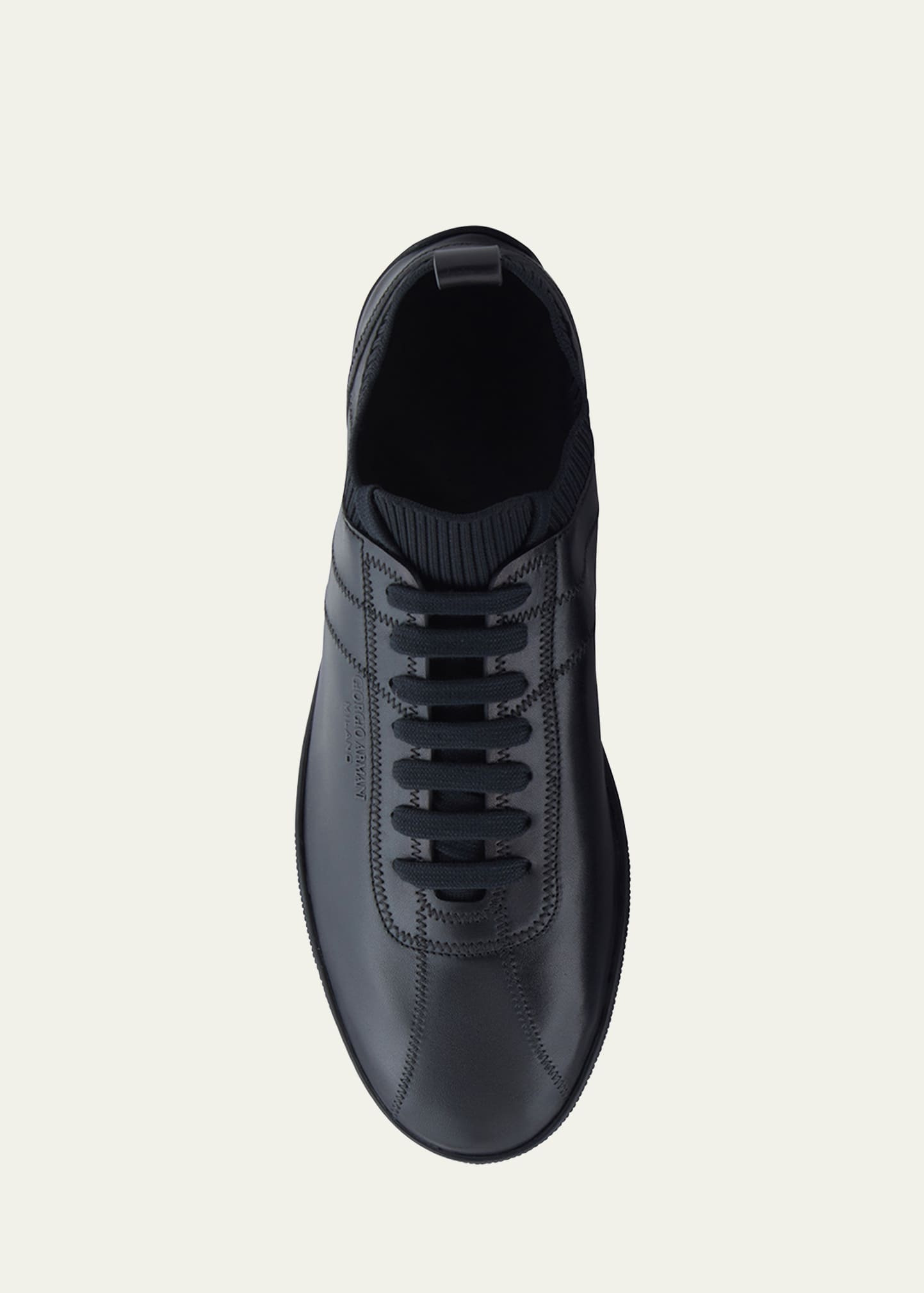 Men's Leather Knit-Lining Low-Top Sneakers - 4
