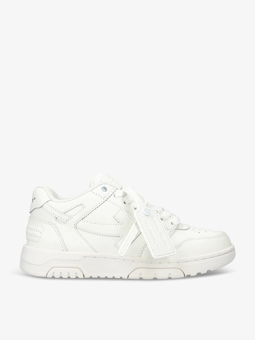 Out Of Office brand-embroidered leather low-top trainers - 1