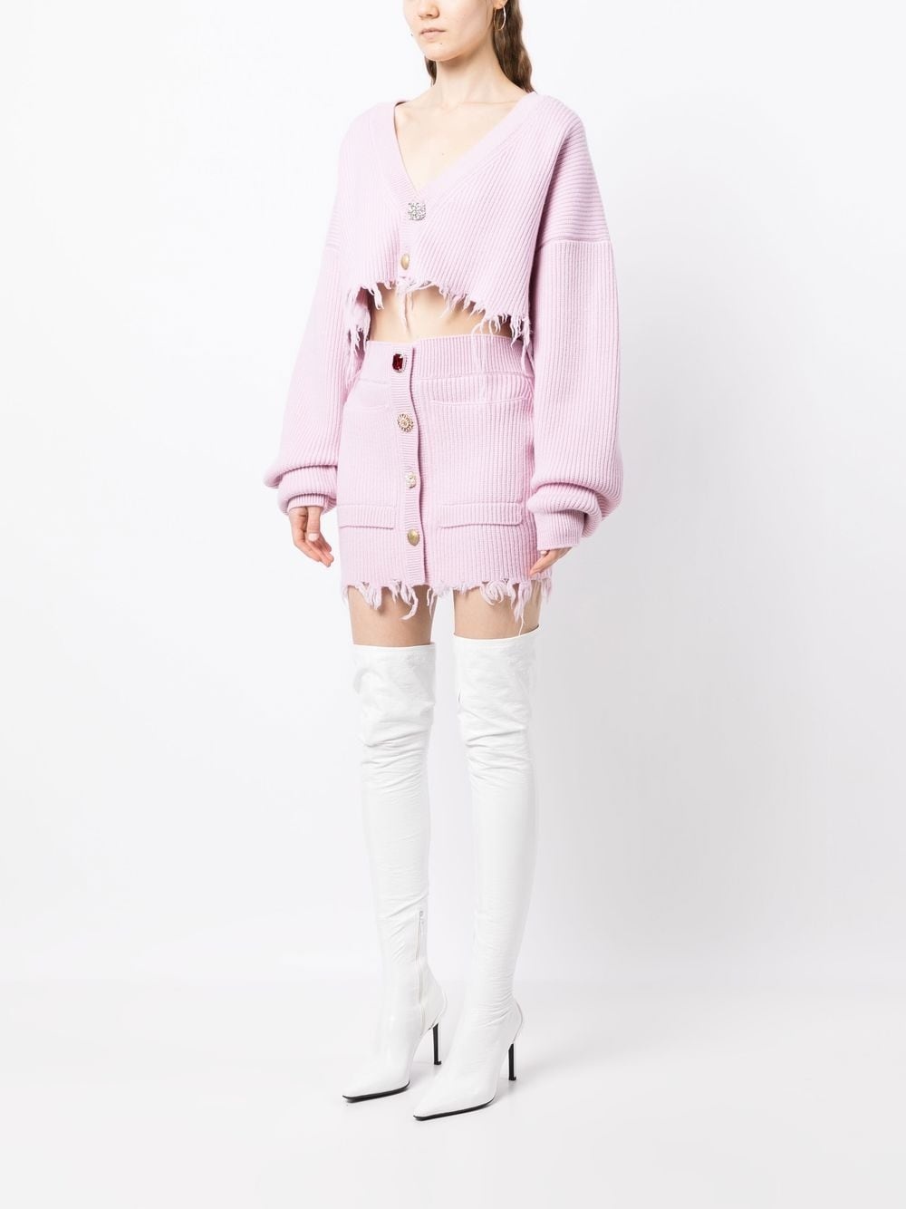cropped V-neck cardigan - 3