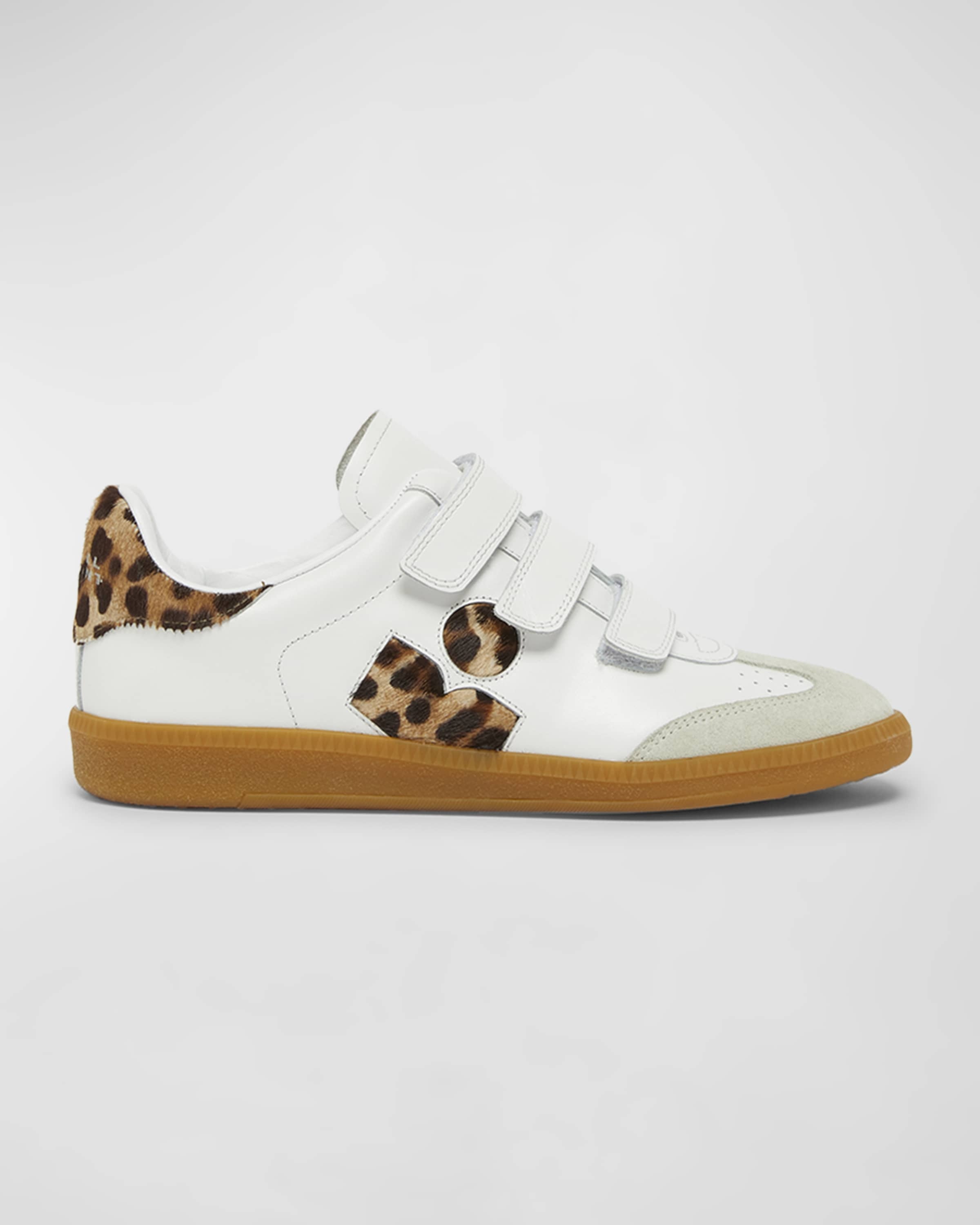 Beth Leopard Mixed Leather Sneakers - 1