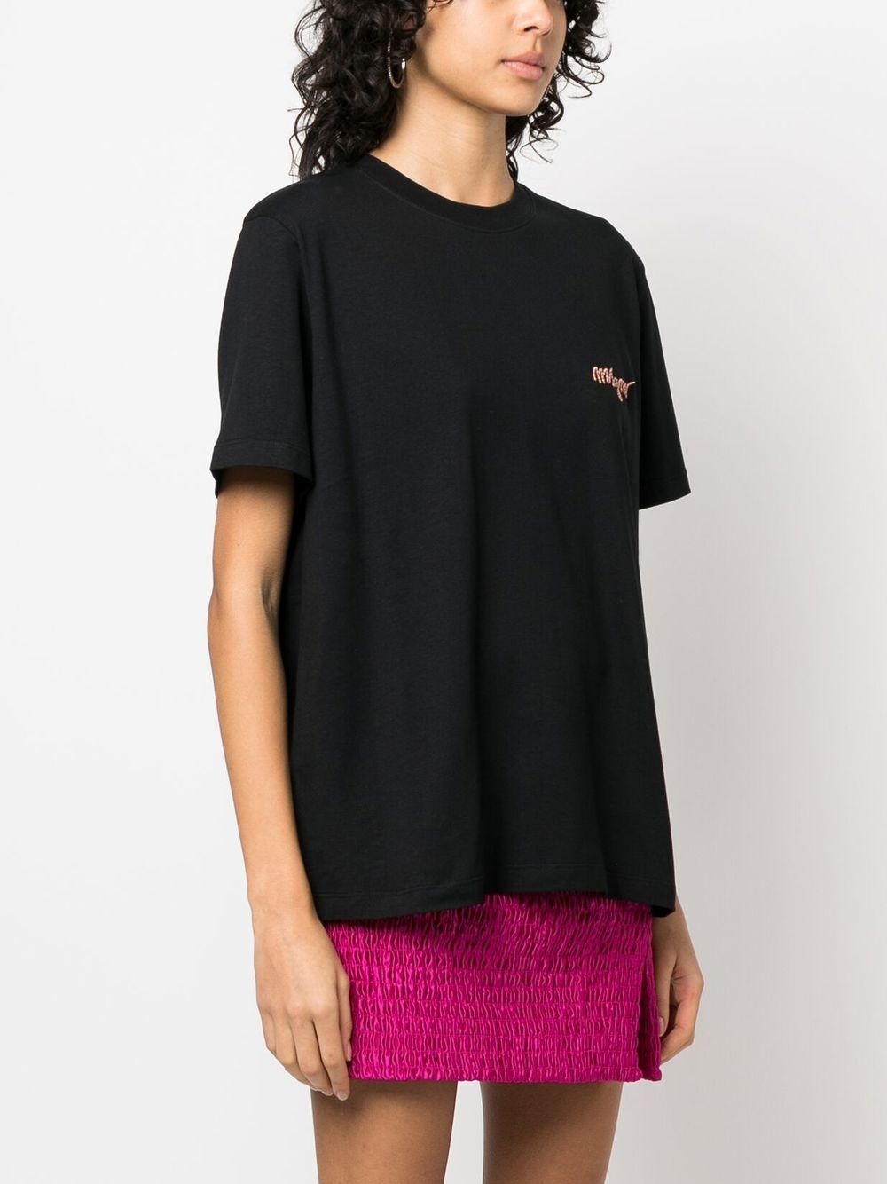 logo-embroidered cotton T-shirt - 3