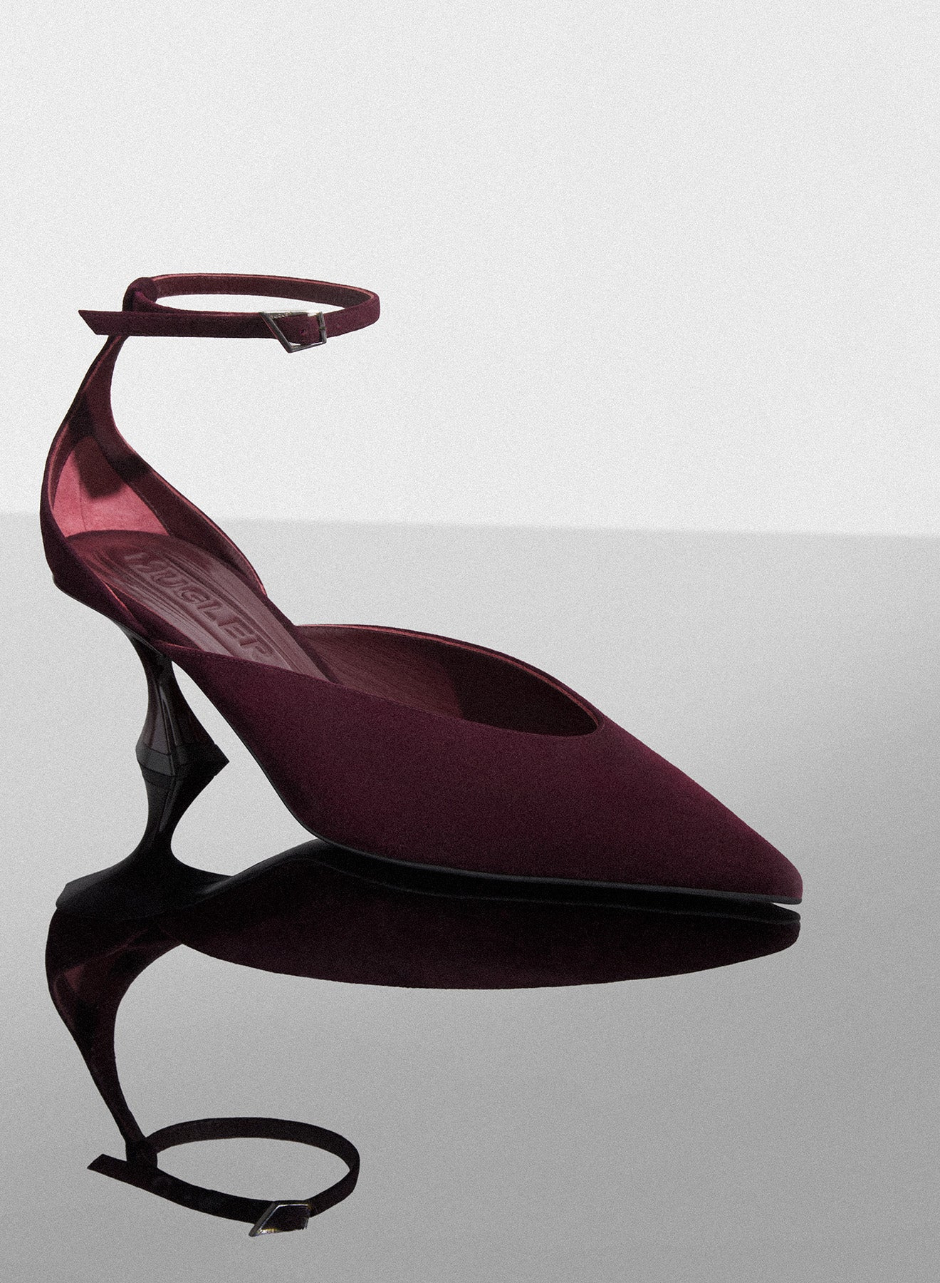 burgundy leather strappy fang 55 mules - 3