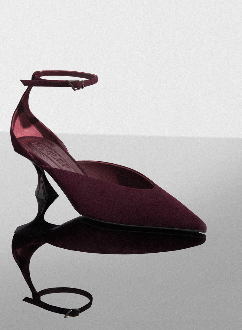 burgundy leather strappy fang 55 mules 3