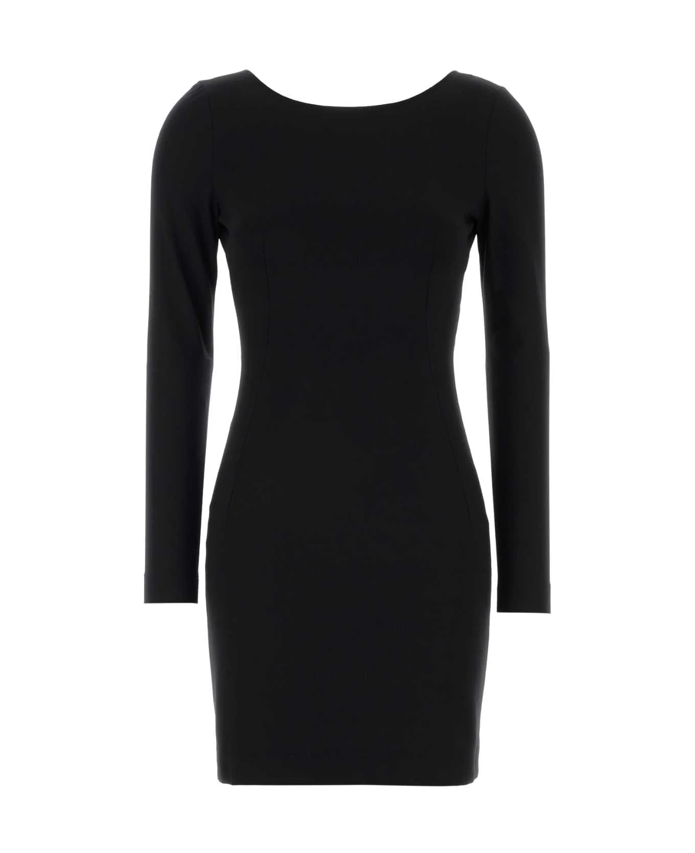 Black Stretch Viscose Blend Mini Dress - 1