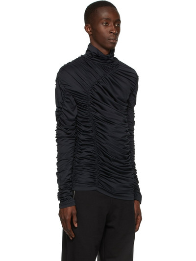 Dries Van Noten Black Stretch Ruched Turtleneck outlook