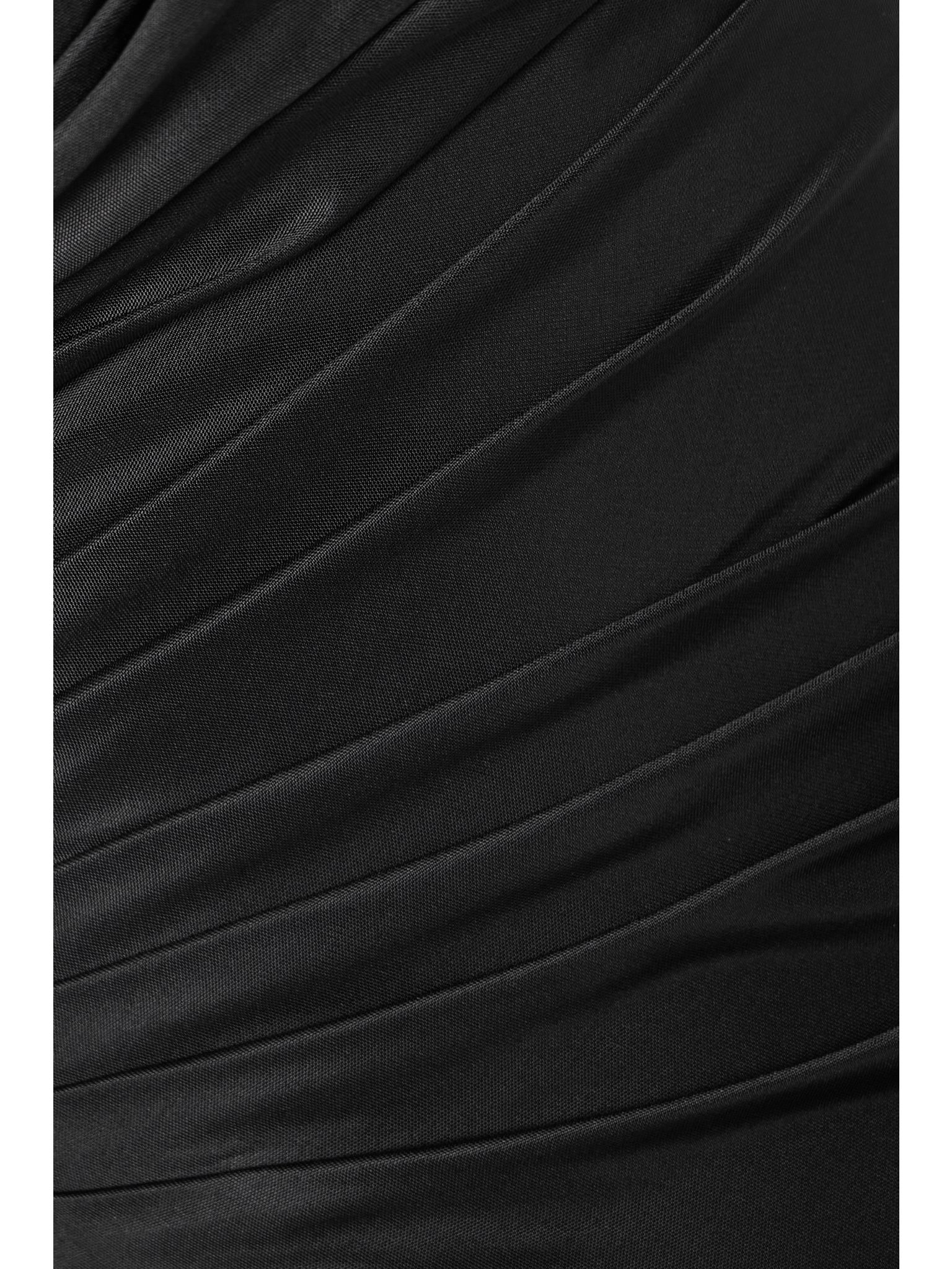 Asymmetric embellished draped jersey and crepe gown Black - 4