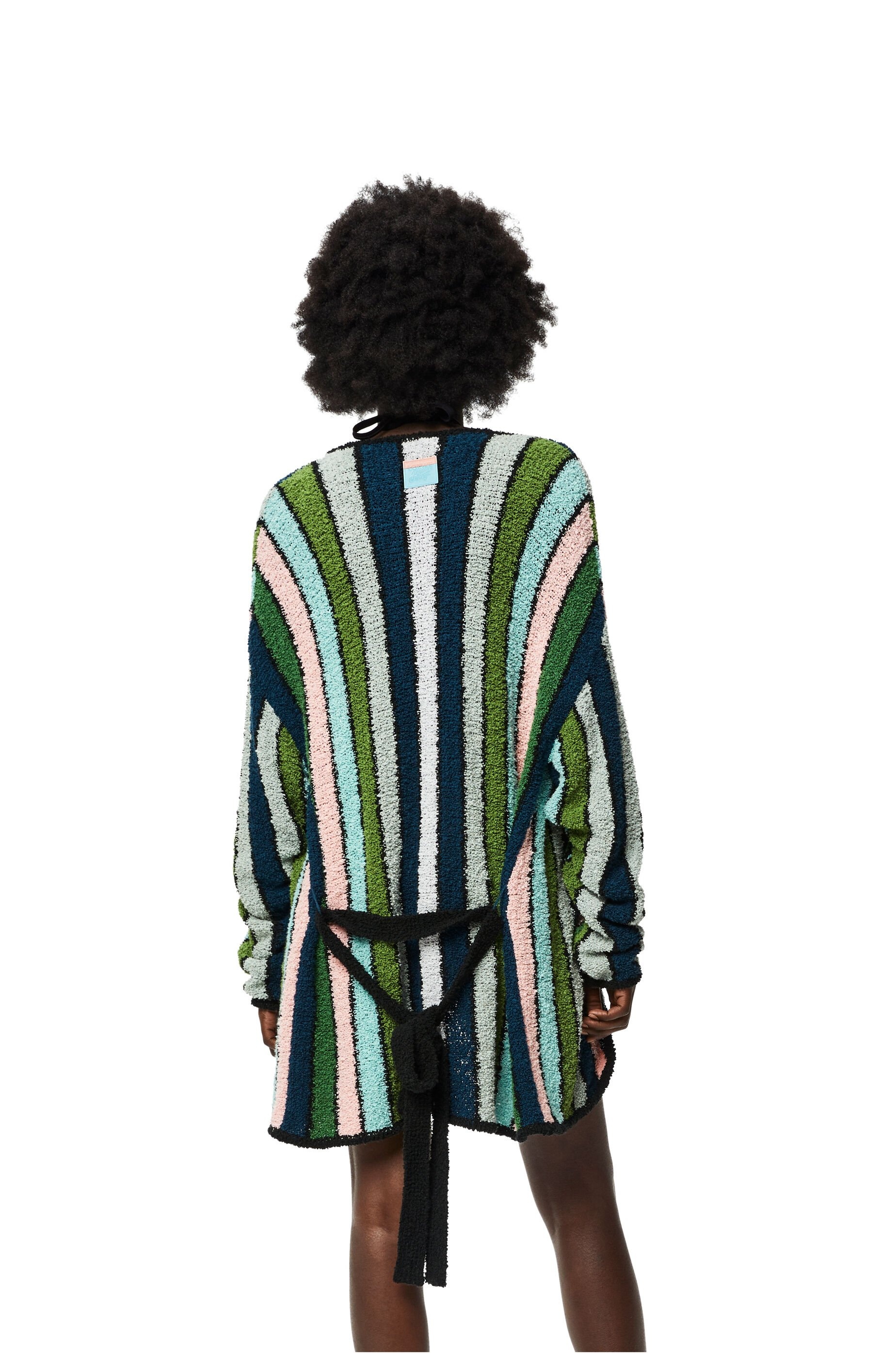 Stripe belted cardigan in cotton - 4