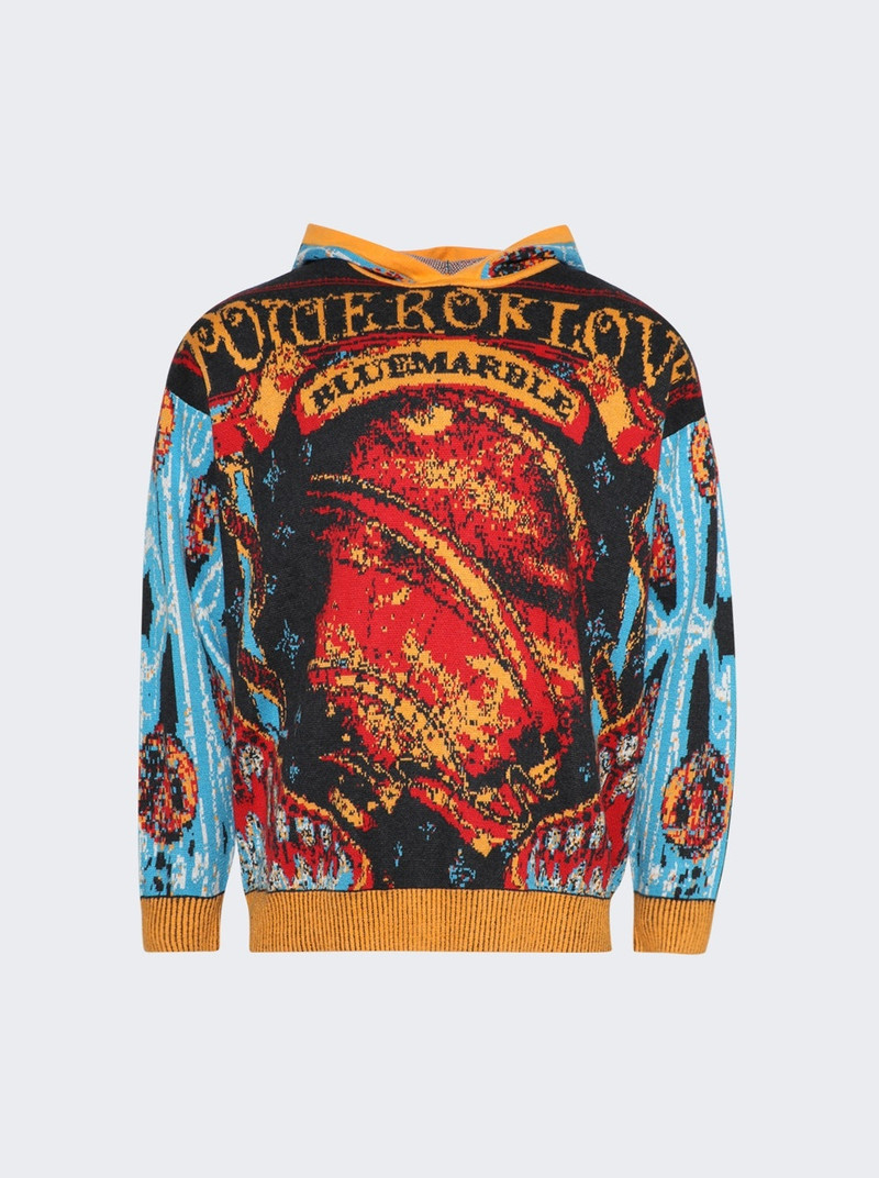 Jacquard Knitted Hoodie Red 1