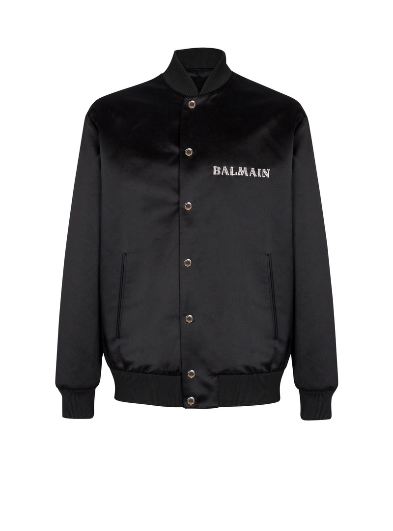 Satin bomber jacket with Balmain Galaxy embroidery - 1