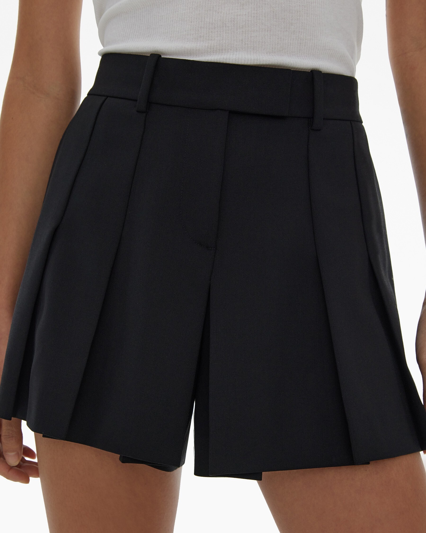 PLEATED STRETCH WOOL SKORT - 6