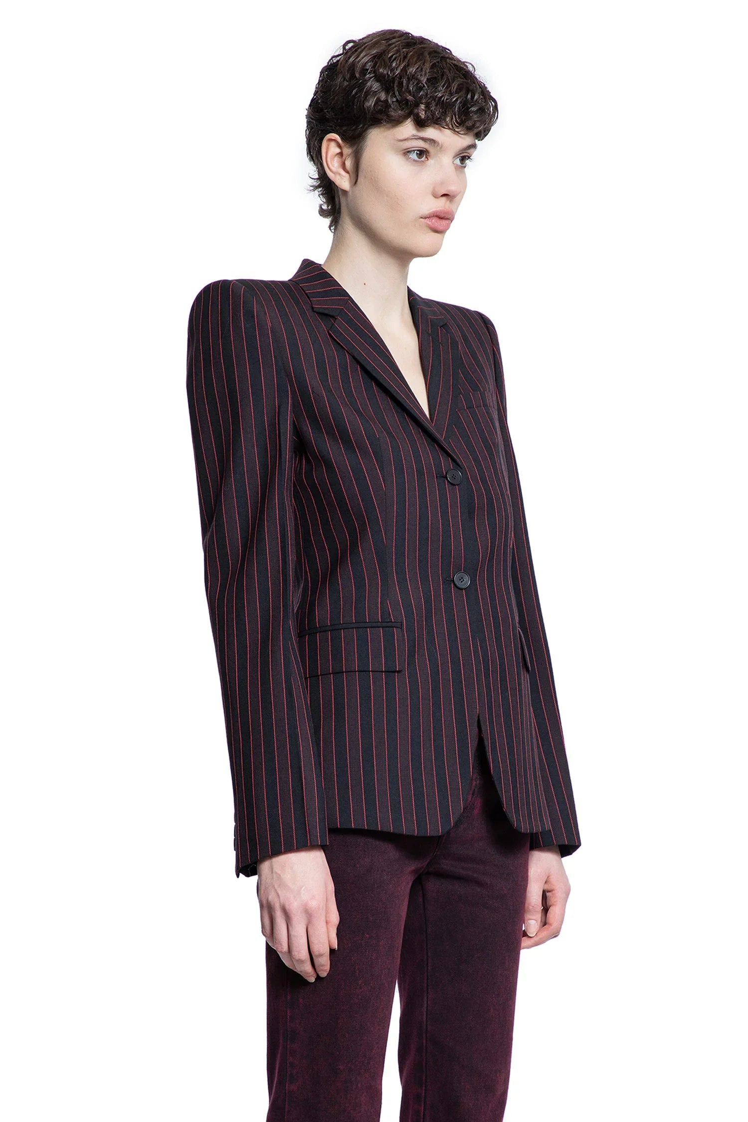Pinstripe-Single-Breasted-Blazer - 2