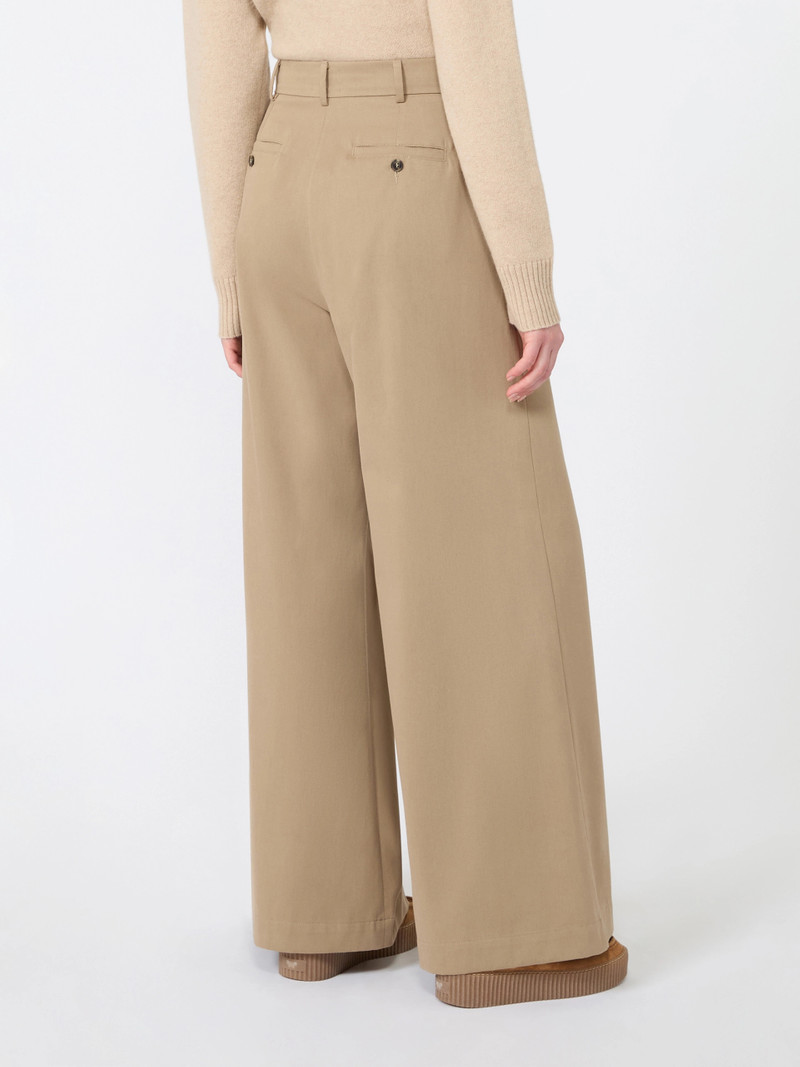 EDITTO Wide trousers in cotton drill - BEIGE 4