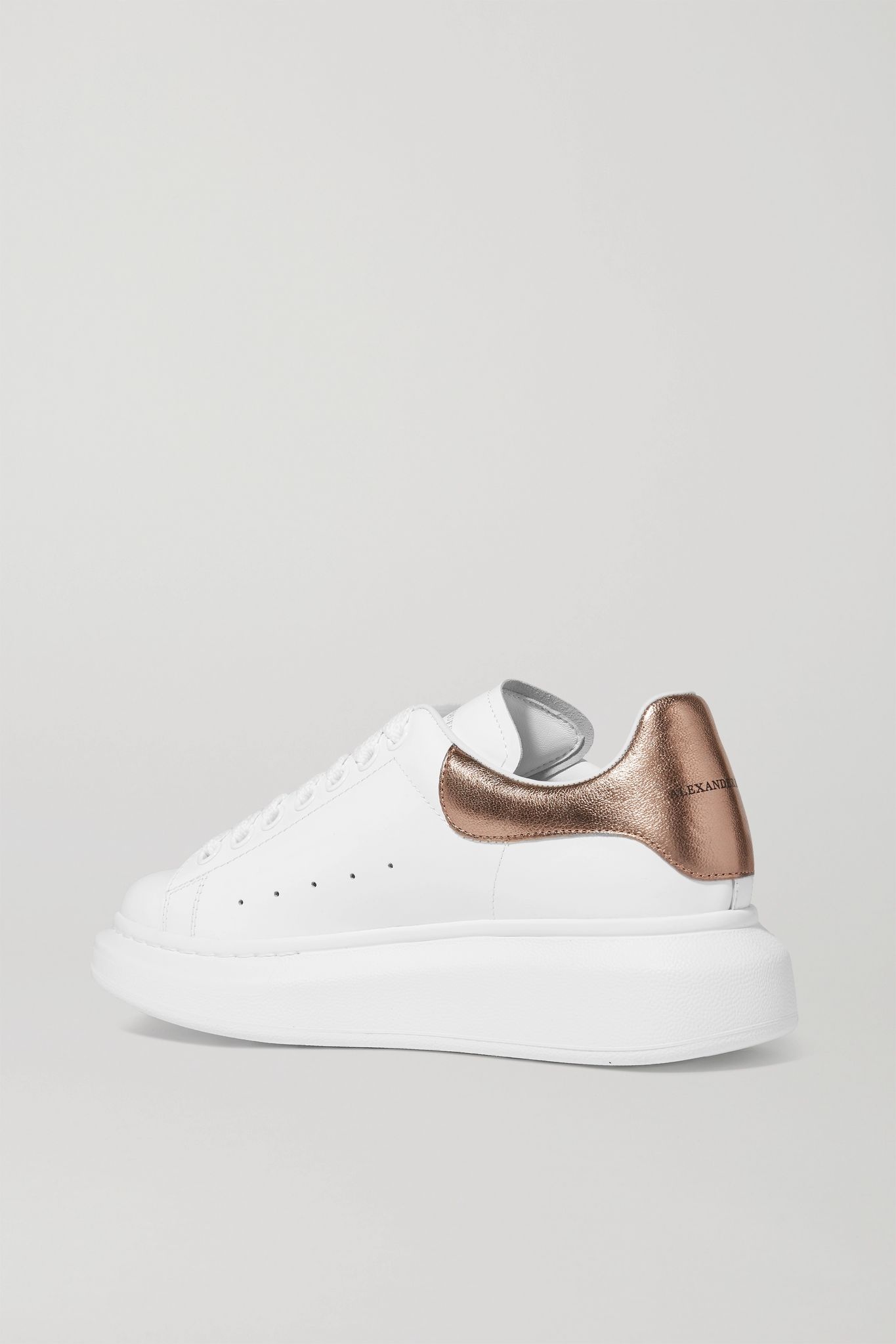 Metallic-trimmed leather exaggerated-sole sneakers - 4