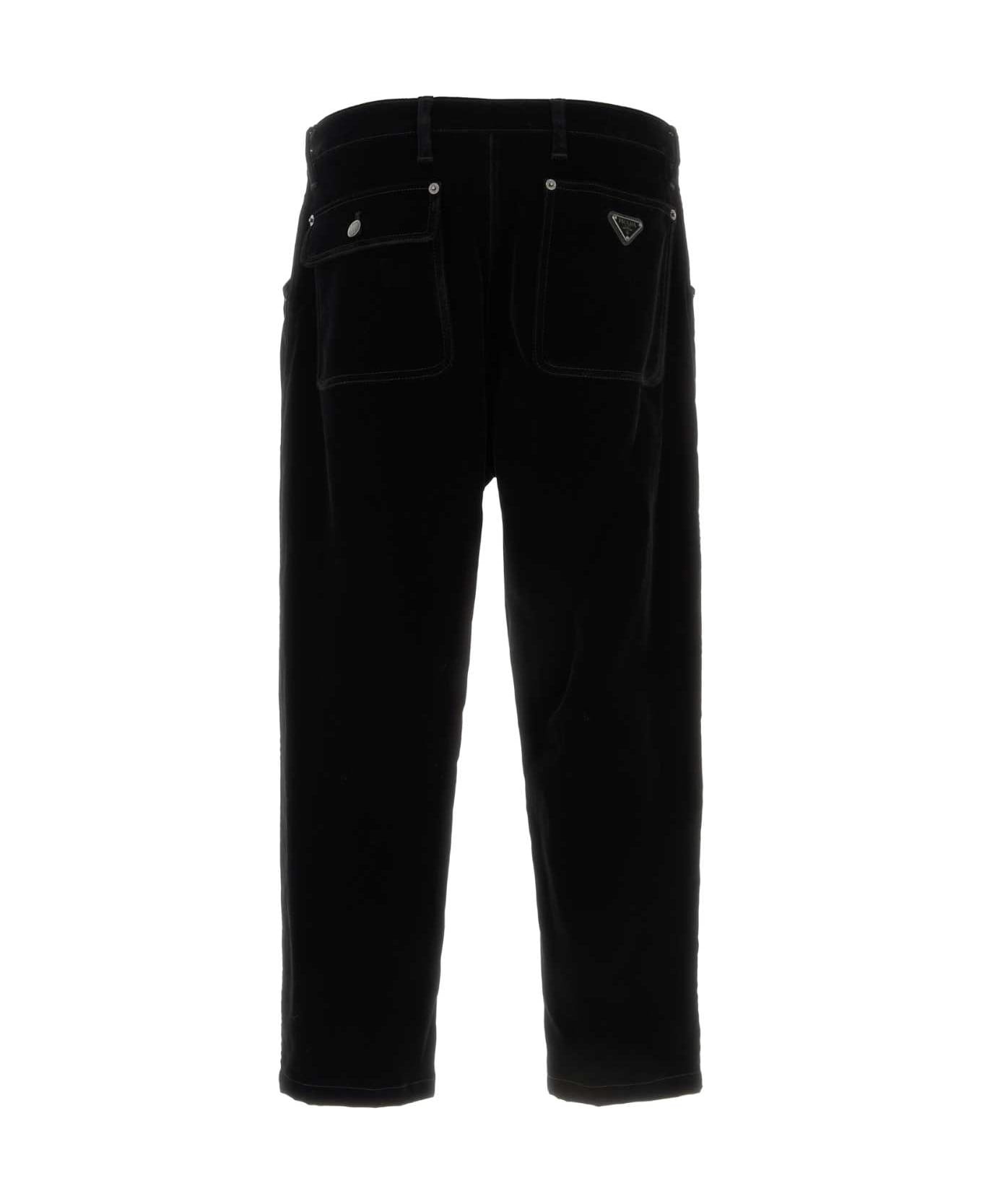 Black Velvet Denim Pant - 2