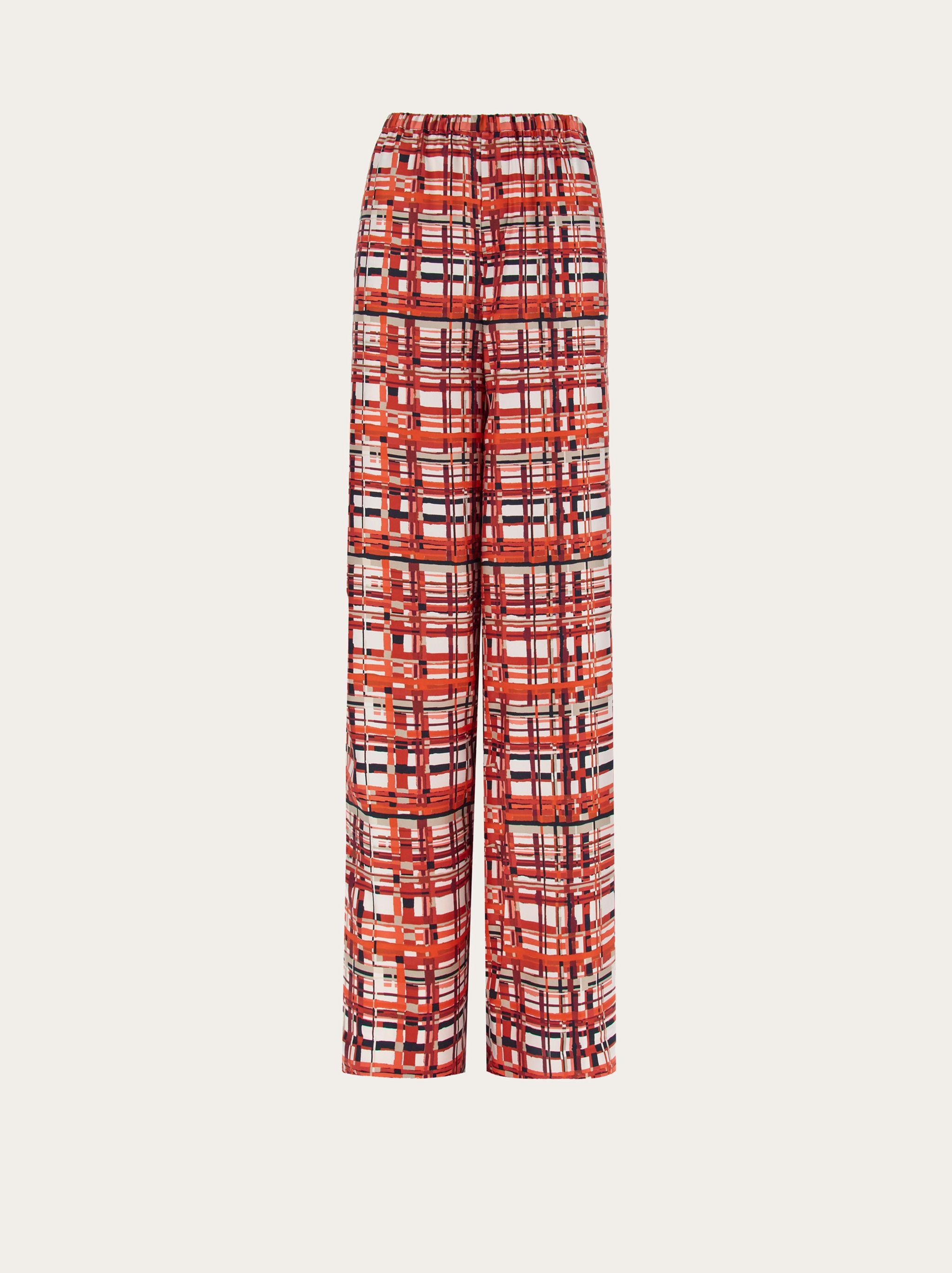 Check print wide leg trouser - 1