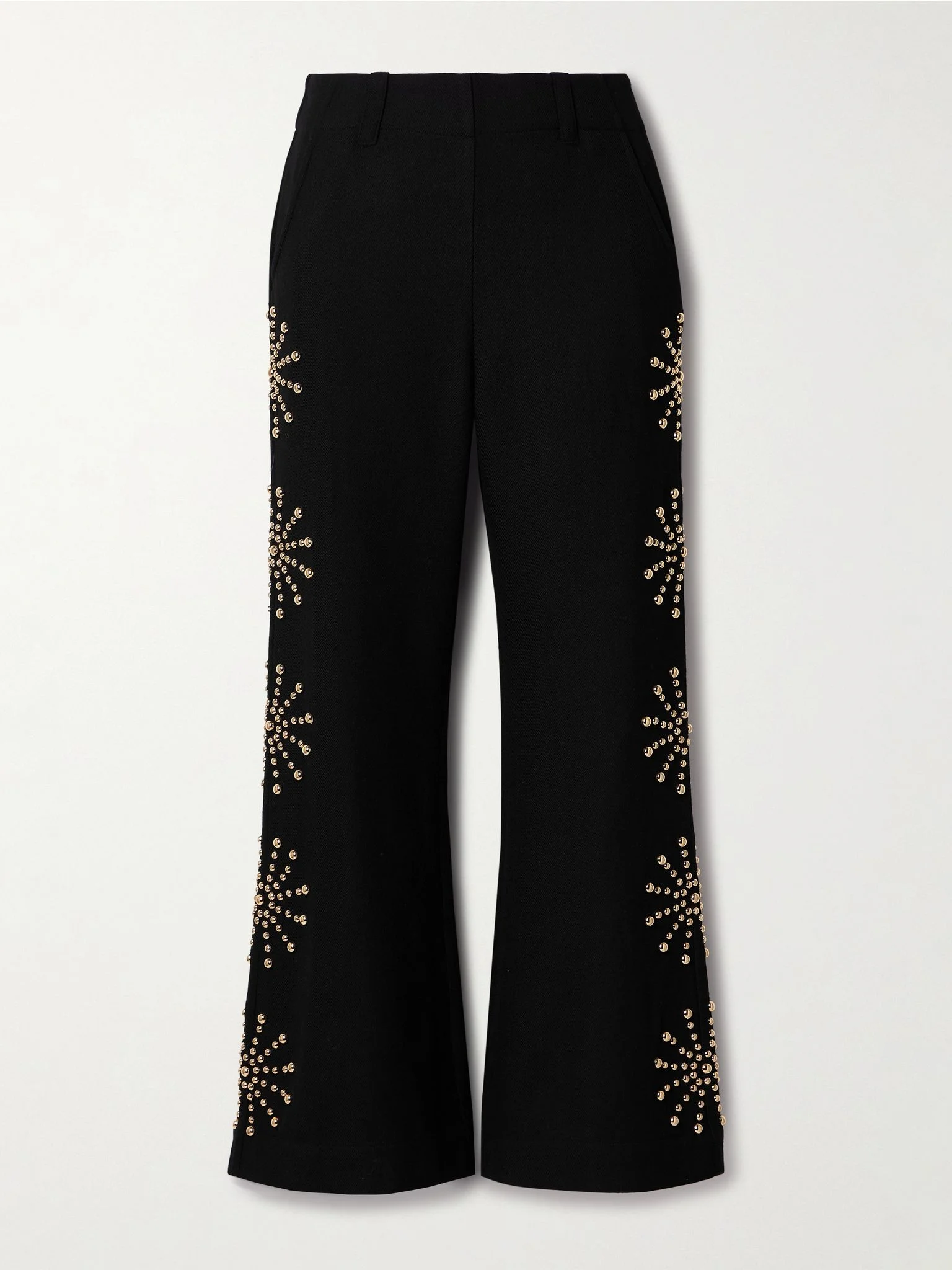 Charlie Casino studded wool-twill flared pants Black - 1