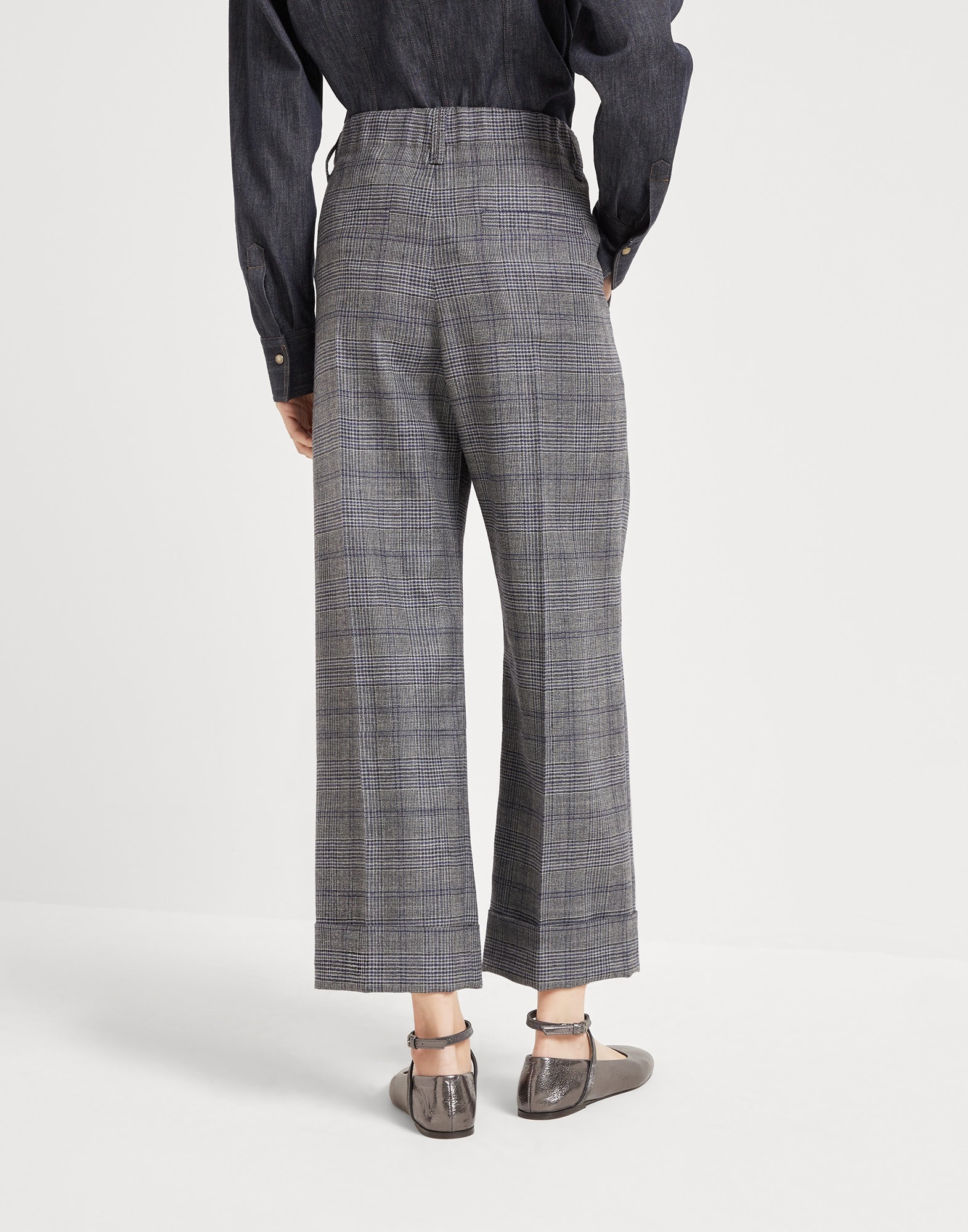 Virgin wool Prince of Wales cropped sartorial trousers with monili - 2