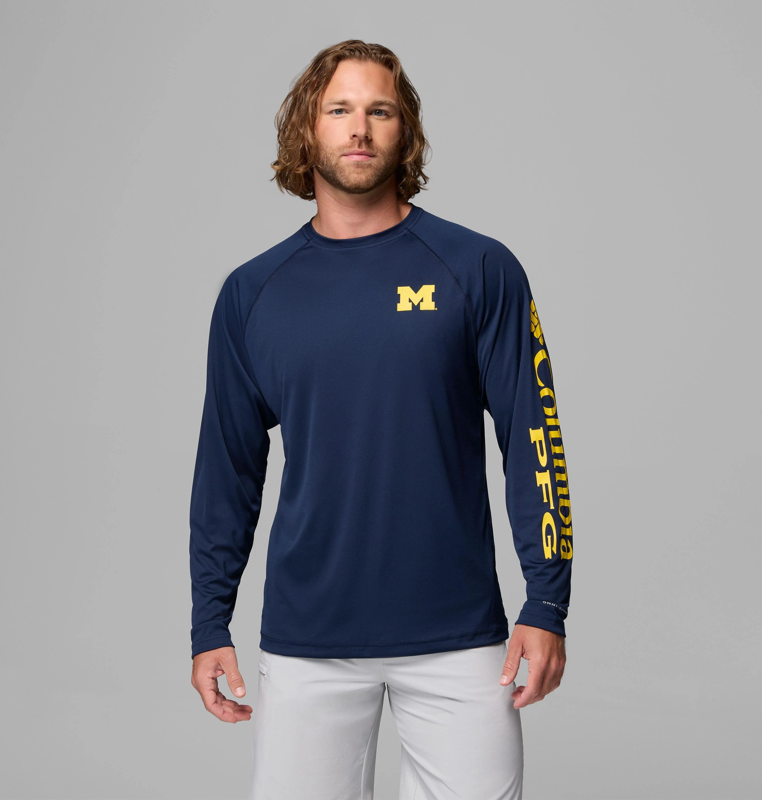 Men's Collegiate PFG Terminal Tackle Long Sleeve Shirt - Michigan - 1
