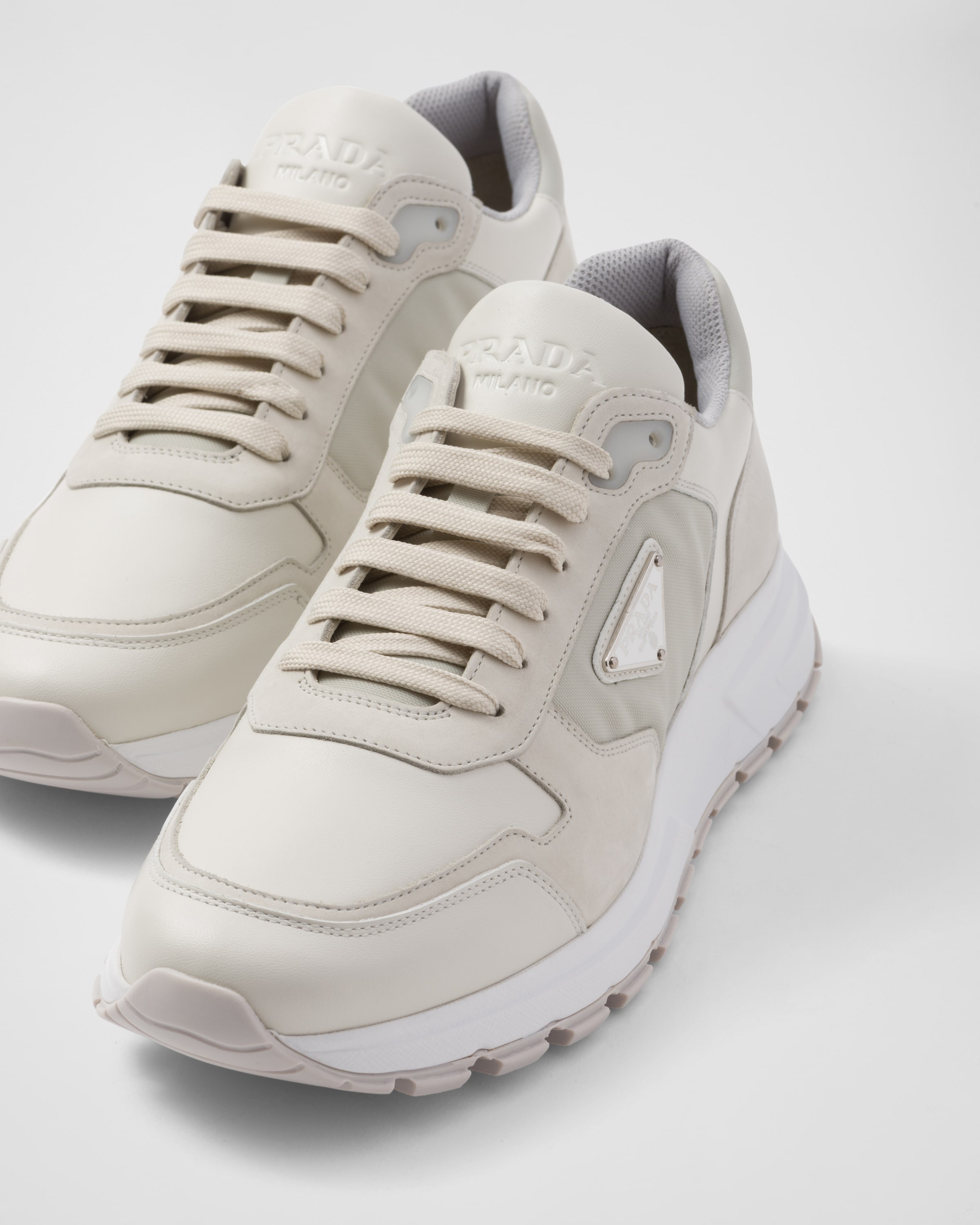 Nubuck and Re-Nylon high-top sneakers - 6