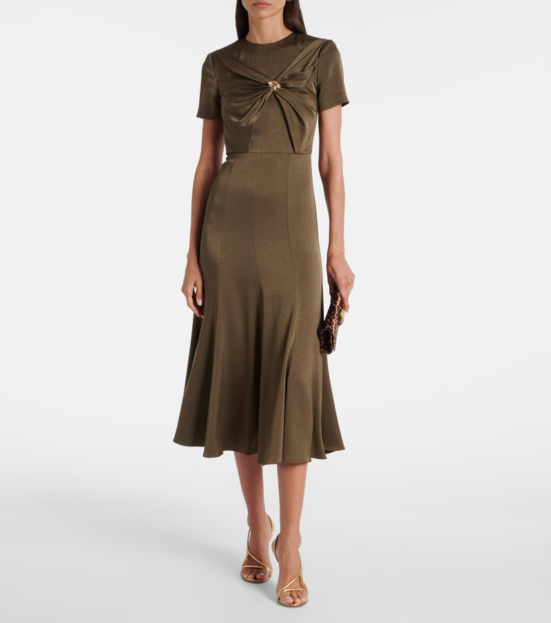 ROLAND MOURET Gathered crêpe satin midi dress outlook