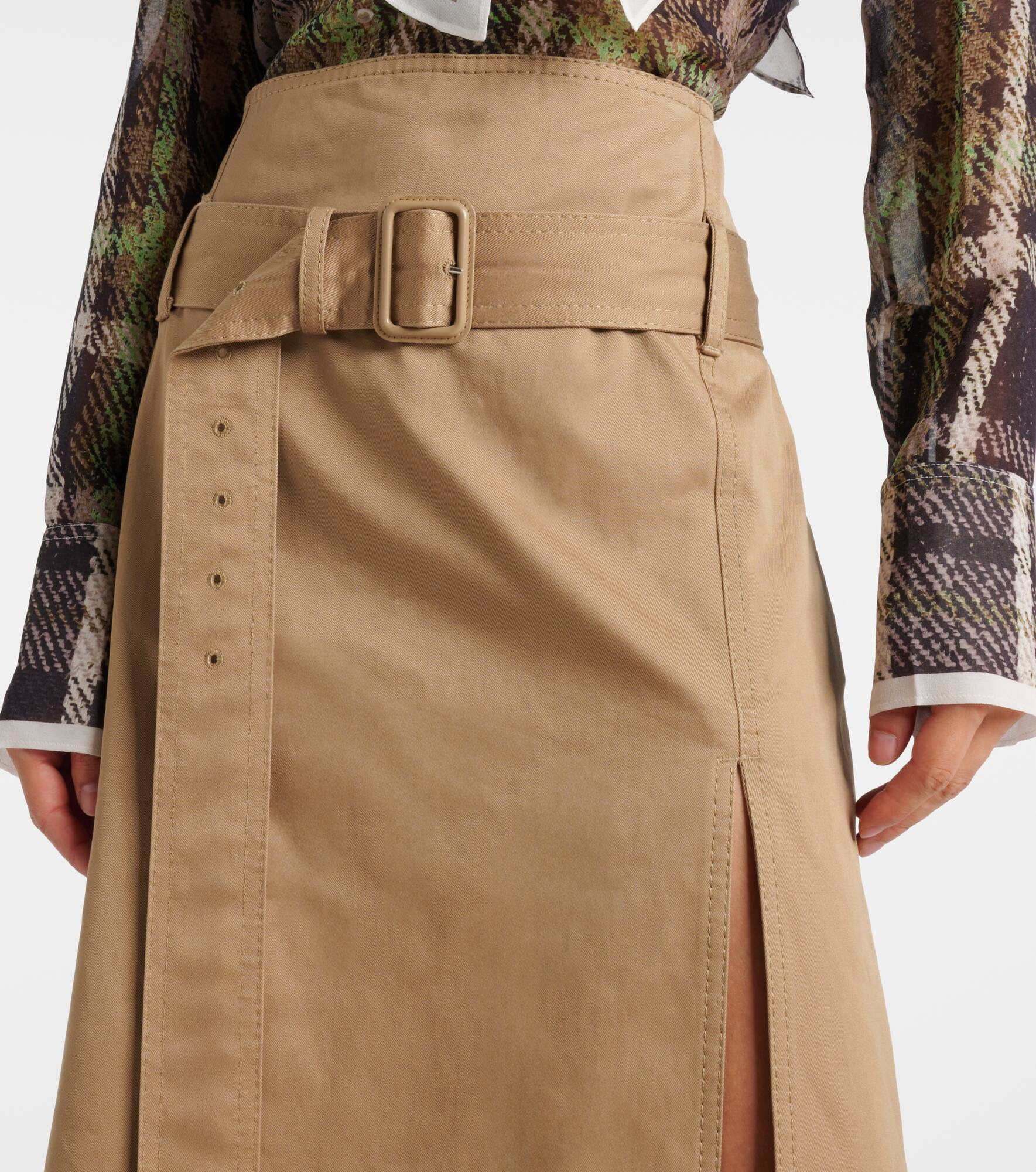 Innara belted cotton twill midi skirt - 4