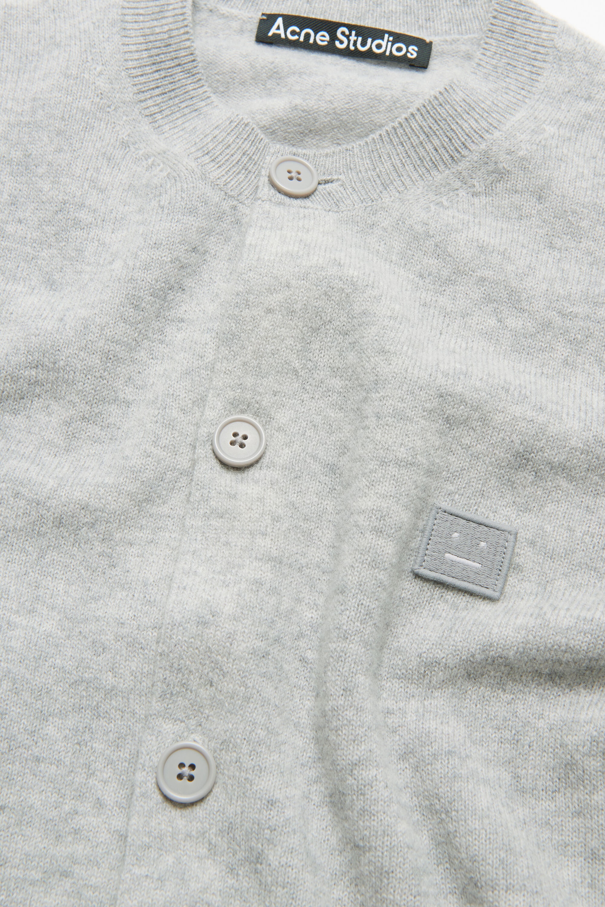 Crew neck cardigan - Light Grey Melange - 4