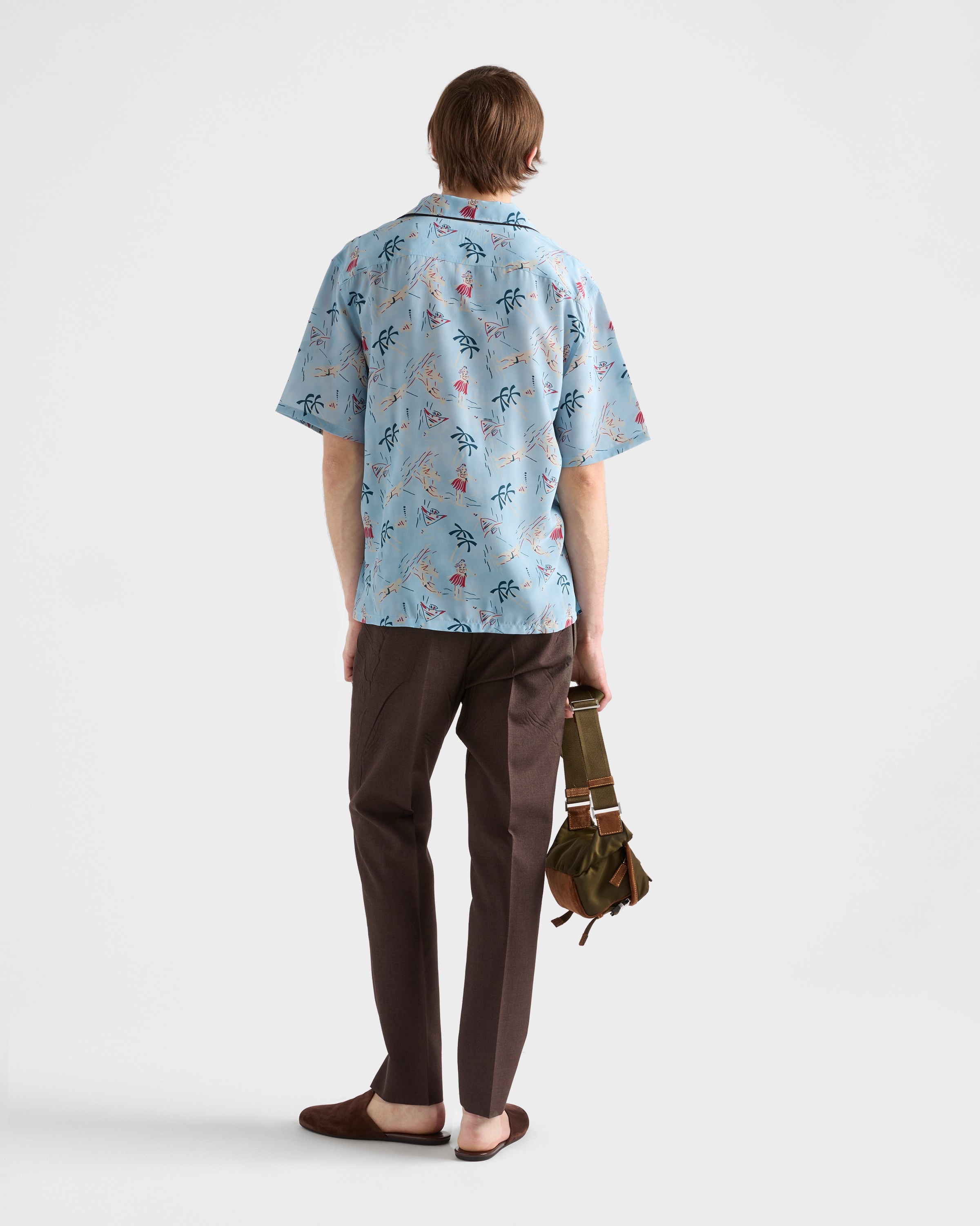 Printed silk blend bowling shirt - 5