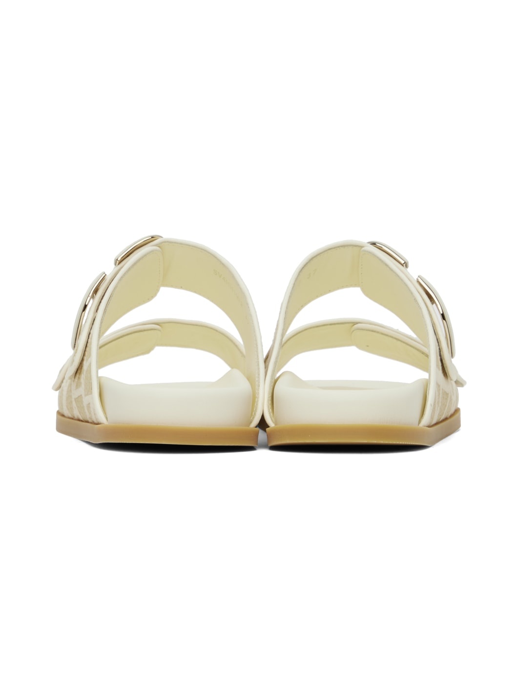 Off-White & Beige VLogo Toile Iconographe Sandals - 2
