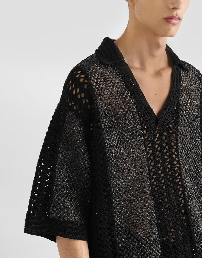 Short-sleeved cotton crochet polo-shirt 5