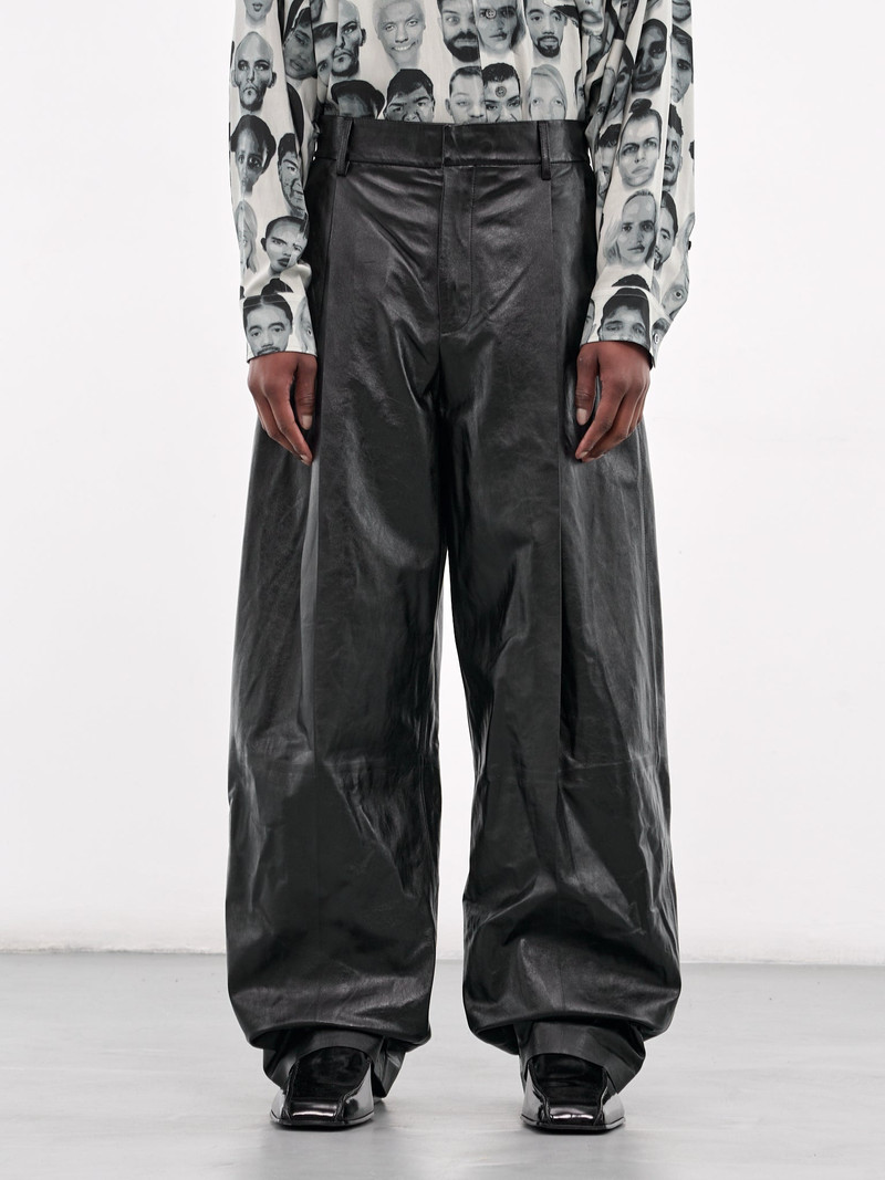 Wide Leg Leather Trousers - 1