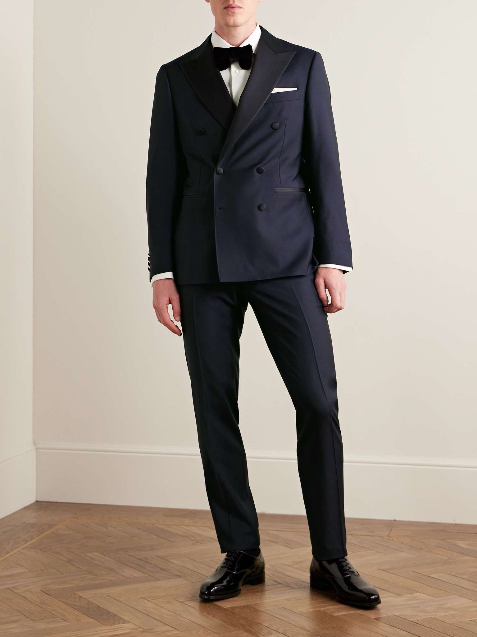 Slim-Fit Double-Breasted Satin-Trimmed Wool Tuxedo Jacket - 2