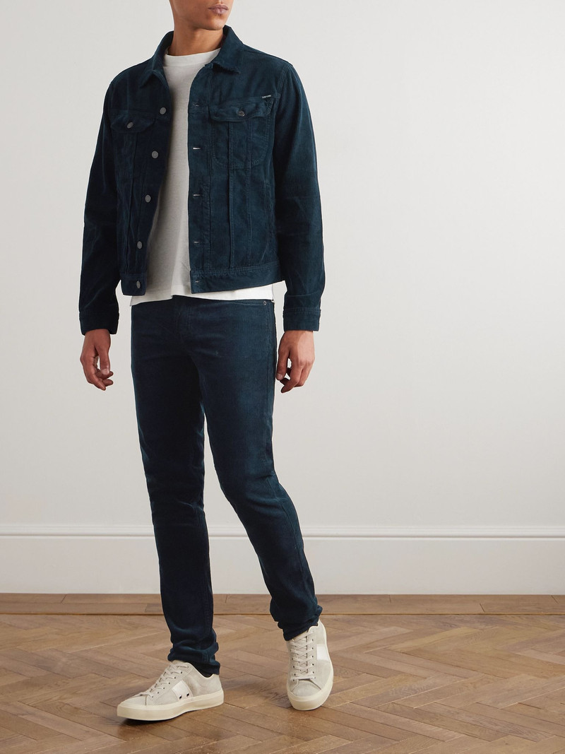 TOM FORD Slim-Fit Cotton-Blend Corduroy Trousers Navy outlook