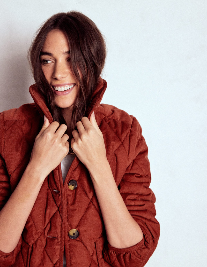 Fitzrovia Quilted Cord Jacket-Fire Brick Red 6