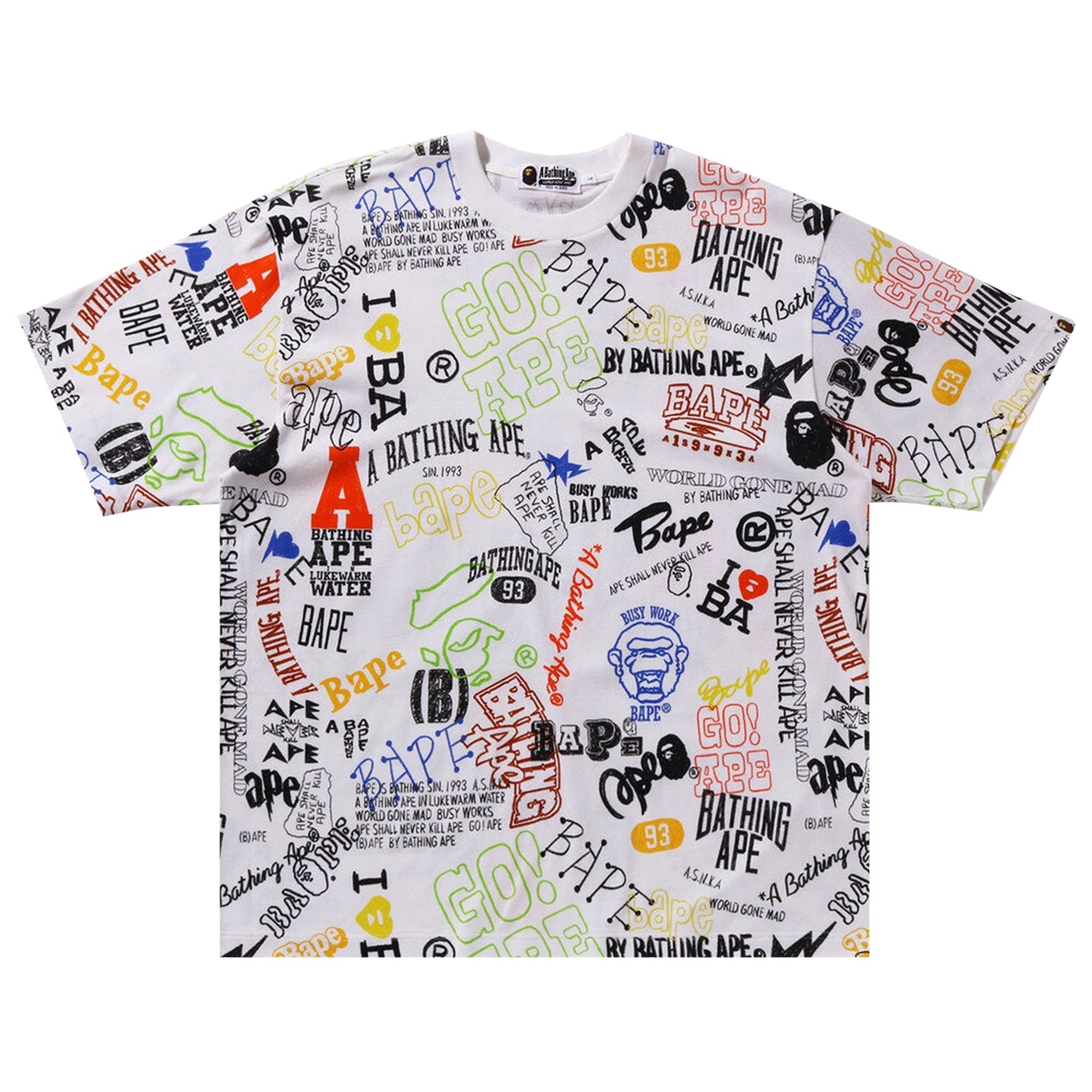 BAPE Hand Draw Pattern Relaxed Fit Tee 'White' - 1