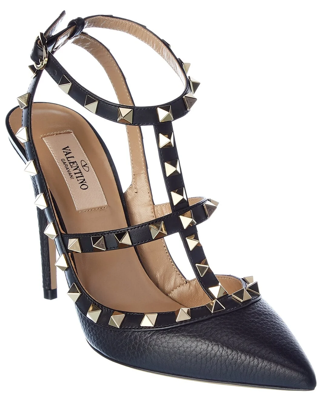 Valentino Rockstud Caged 100 Grainy Leather Pump - 1