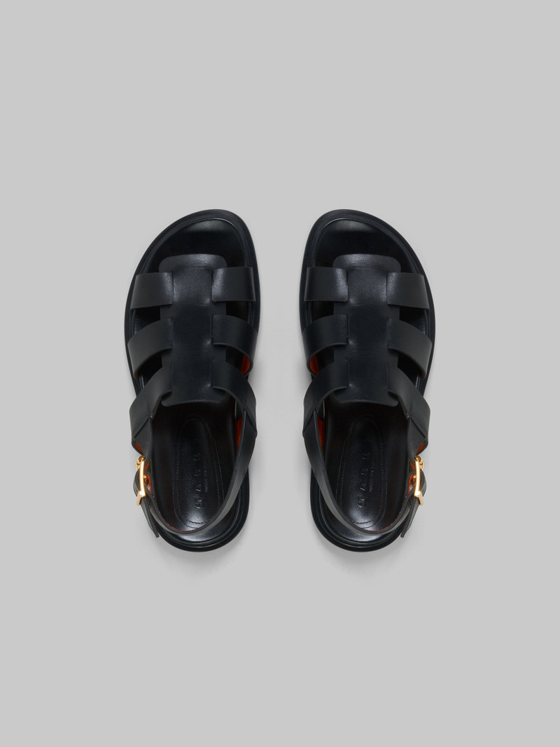 BLACK LEATHER GLADIATOR SANDAL 4