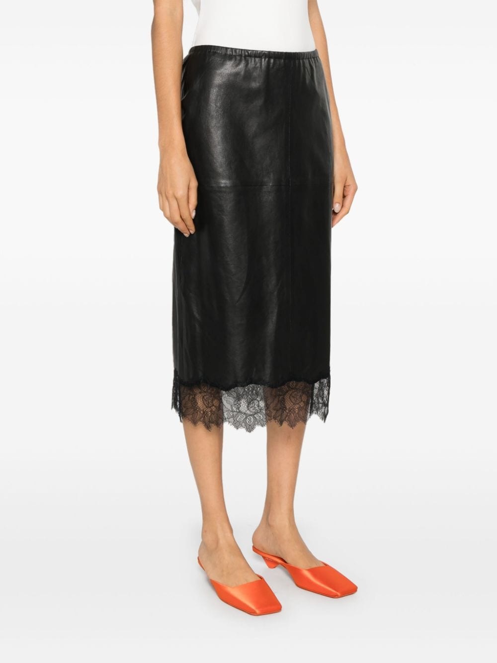 lace-trim midi skirt - 3