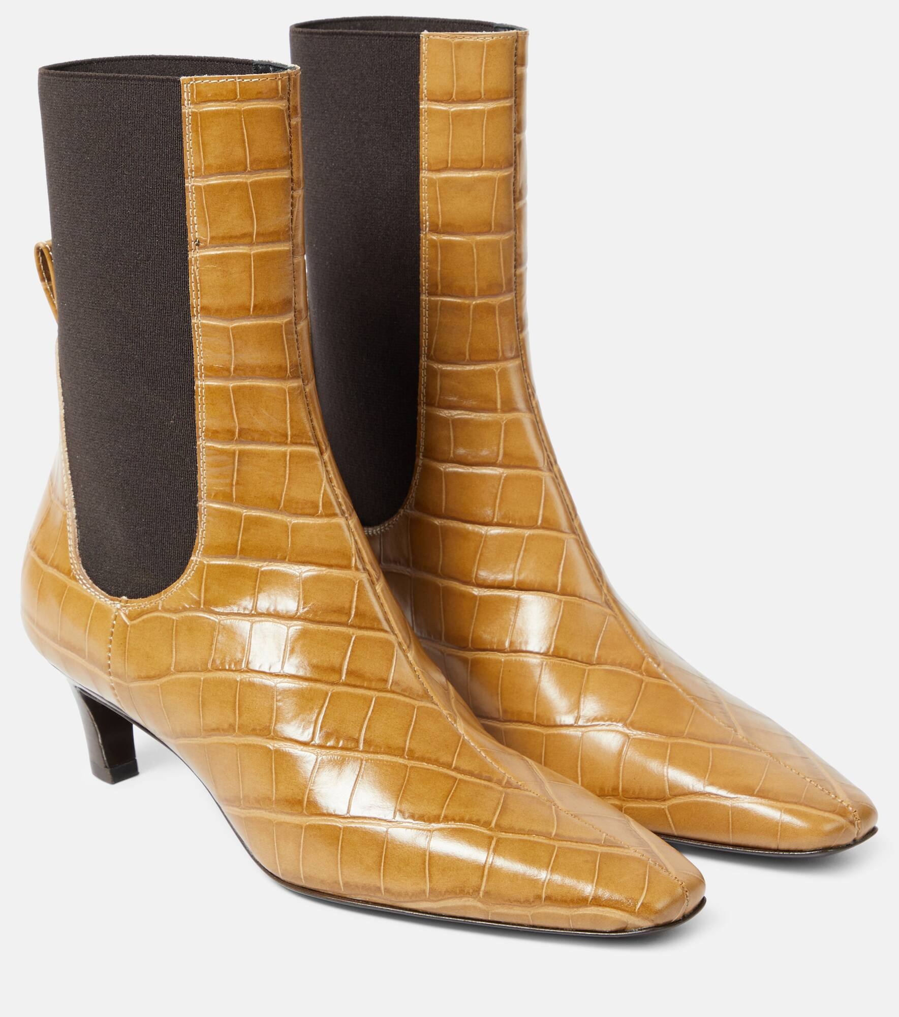 The Mid Heel croc-effect leather ankle boots - 1