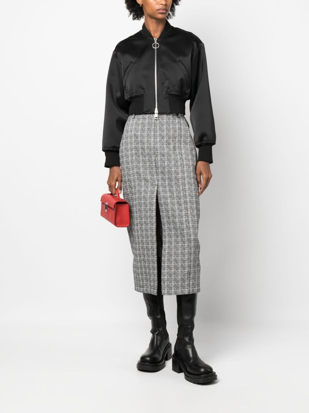 JP monogram slit midi skirt - 2