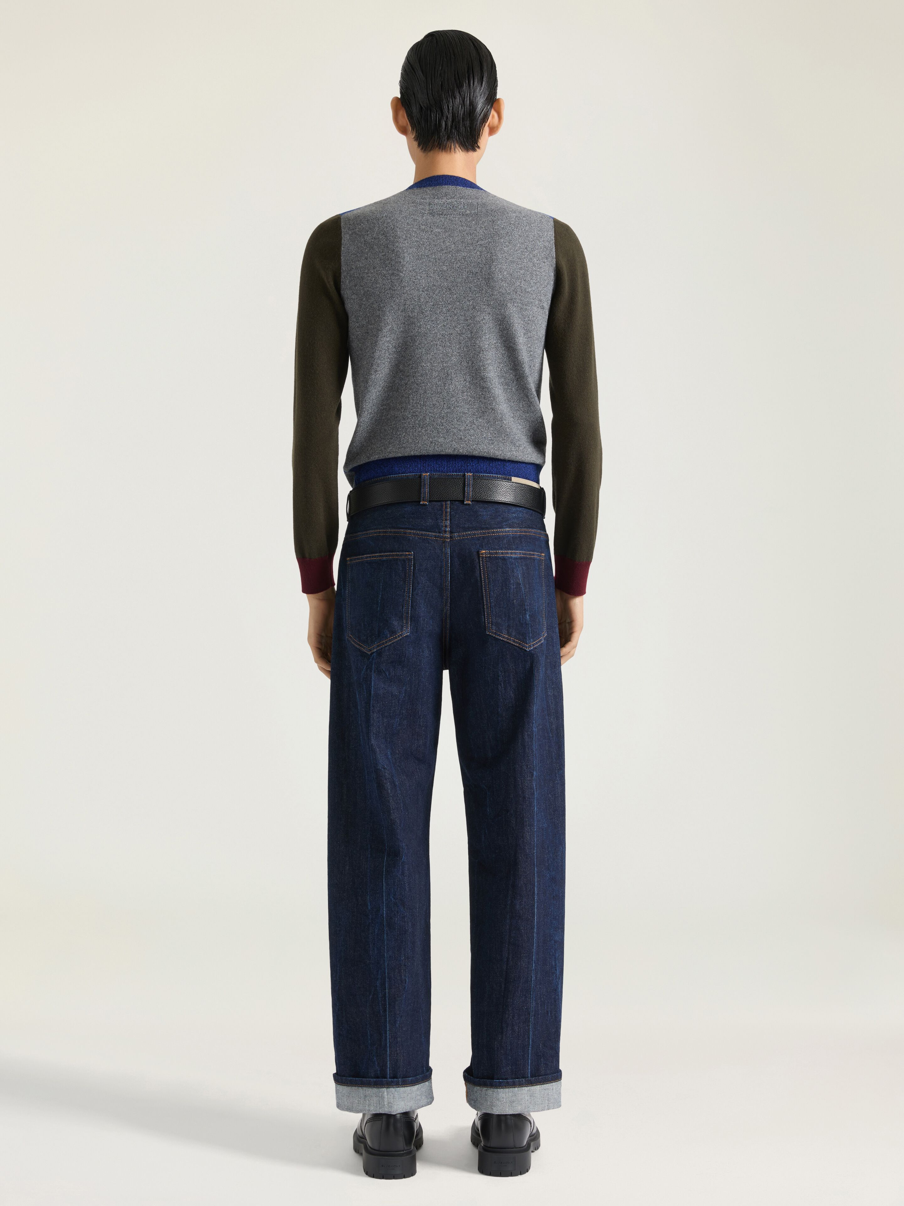 CARDIGAN IN WOOL KNIT WITH COLOR BLOCK - 3