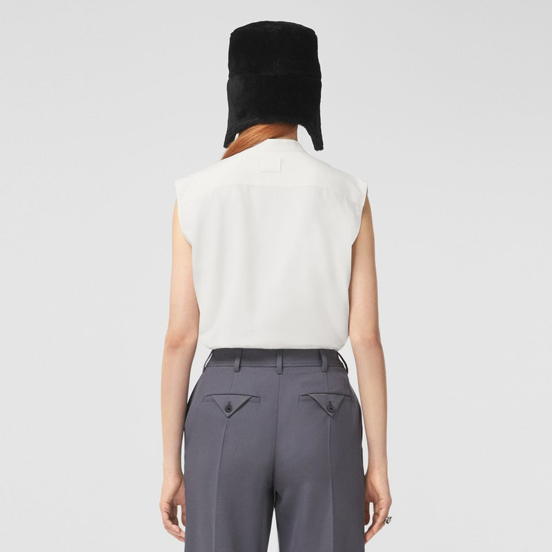 로고 세부사항 sleeveless 실크 Crepe de Chine 셔츠 4