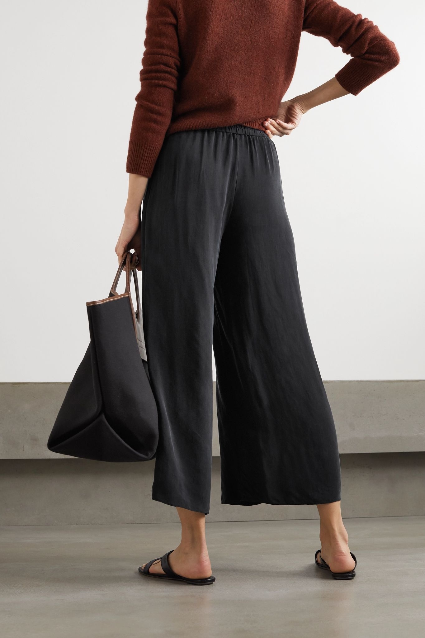 Elba cropped cupro wide-leg pants - 3