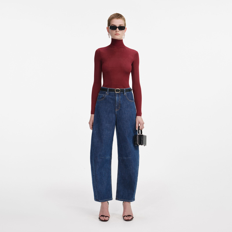 Burgundy Viscose Knit Top - 1