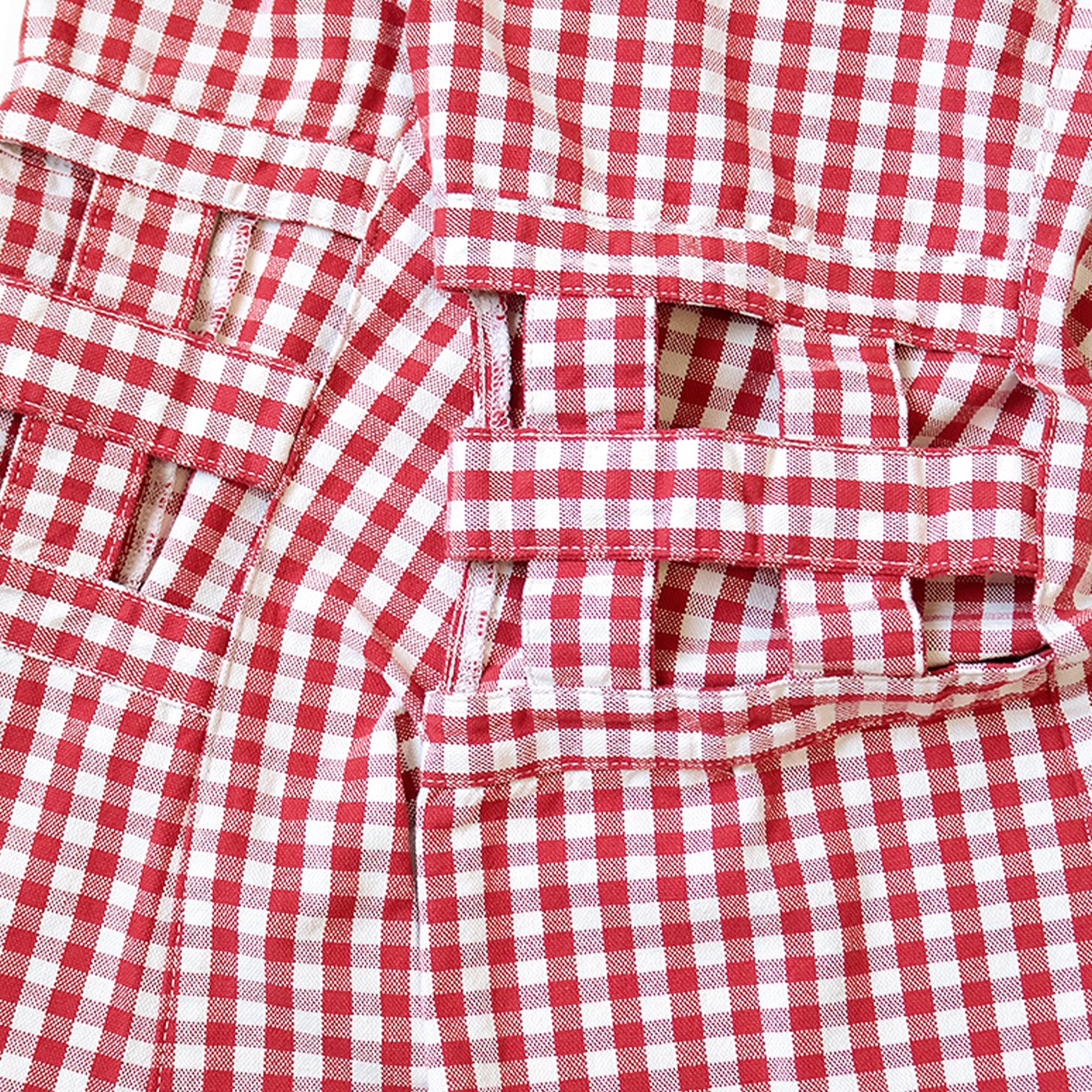 CANVAS GINGHAM CHECK 5P WINDOWPANE FLARE PANTS LADIES - 4