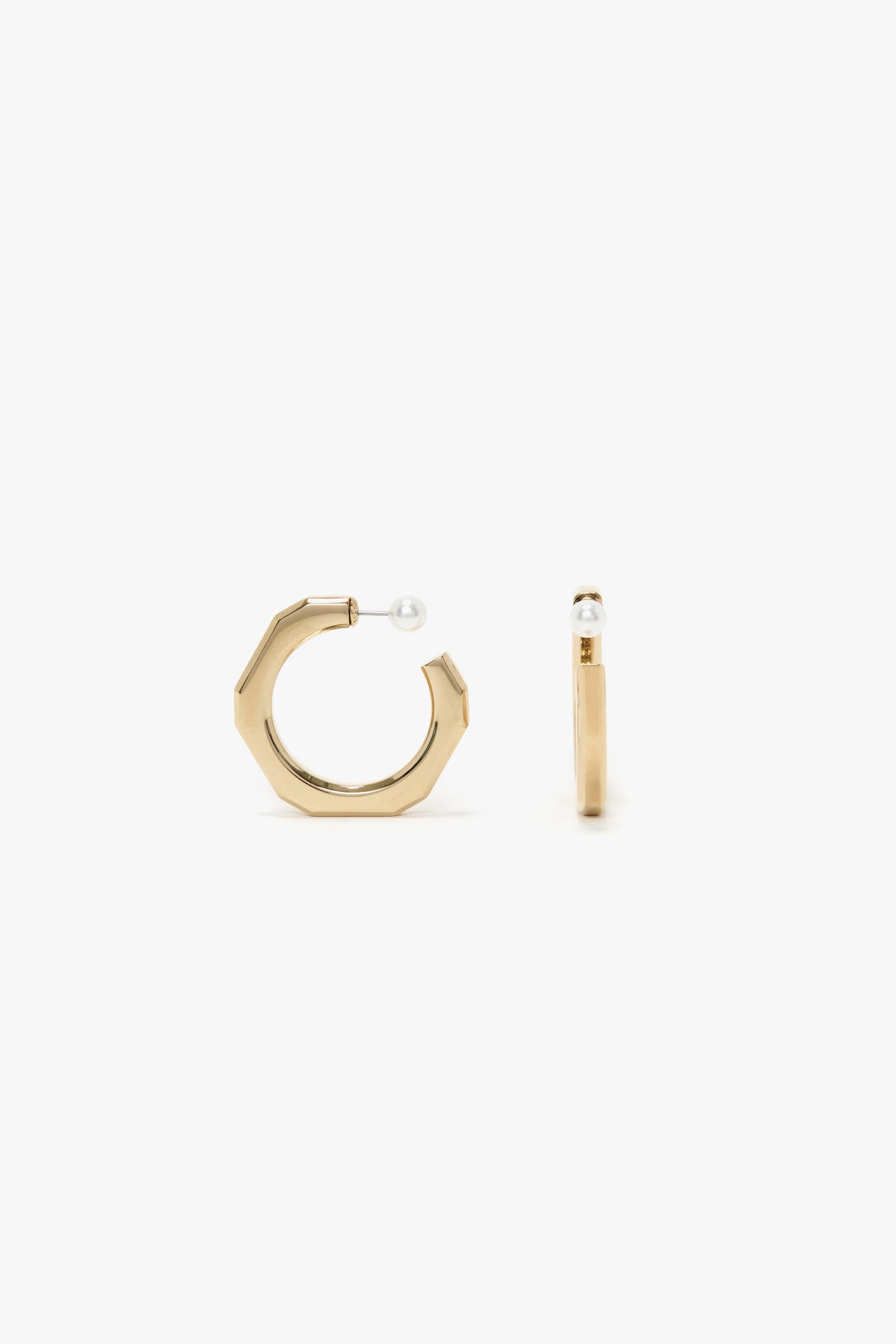 Hexagonal Hoop Earrings In Light Gold - 3