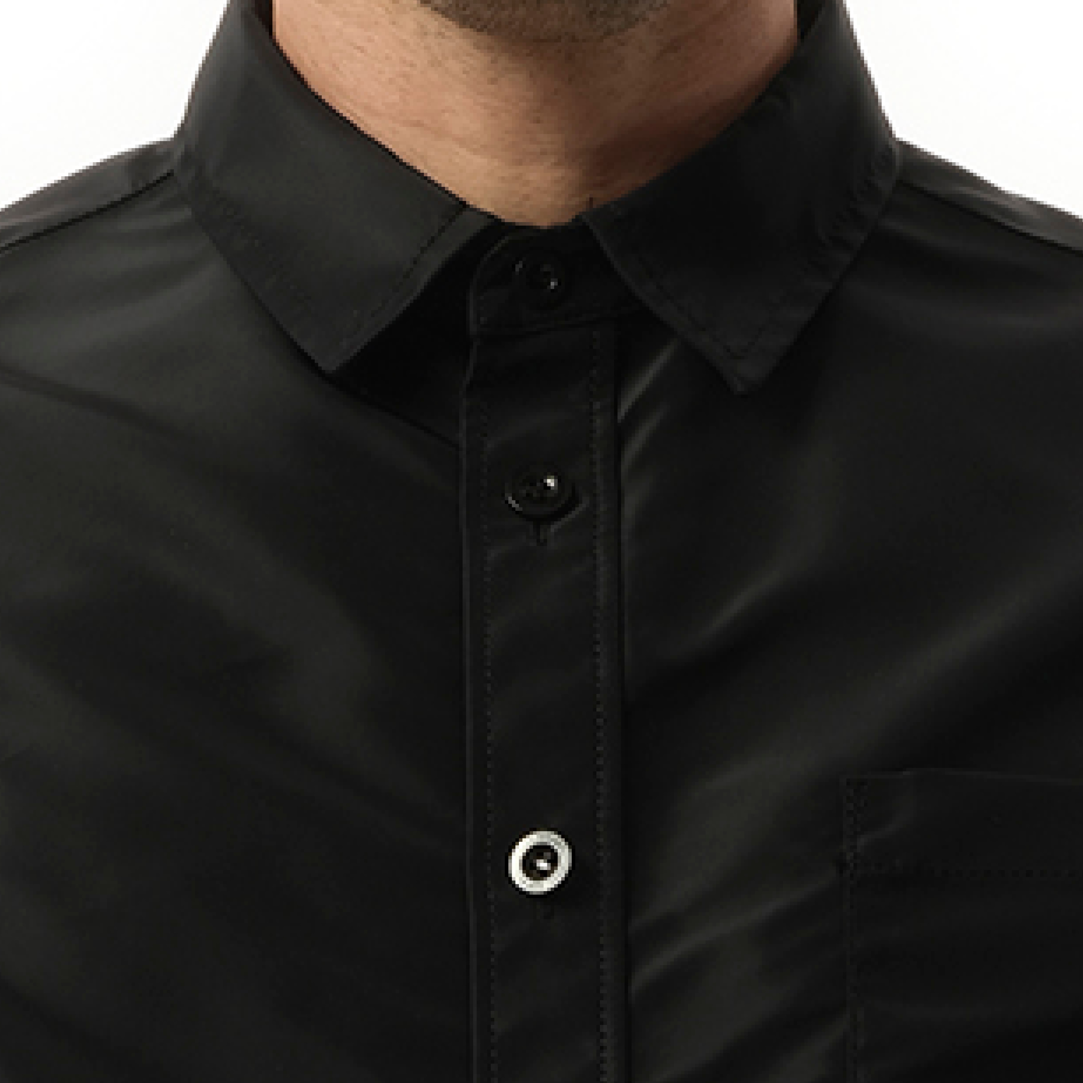 Nylon Twill Short-sleeve Shirt in Black - 3