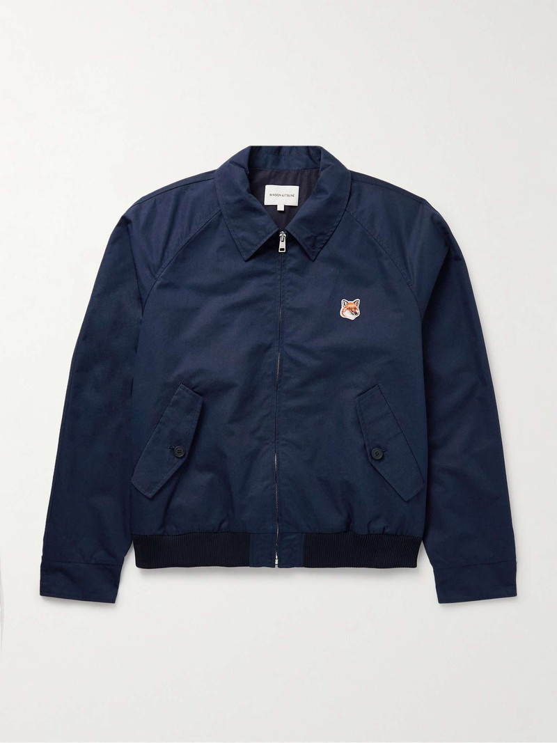 Logo-Appliquéd Cotton-Blend Harrington Jacket 1